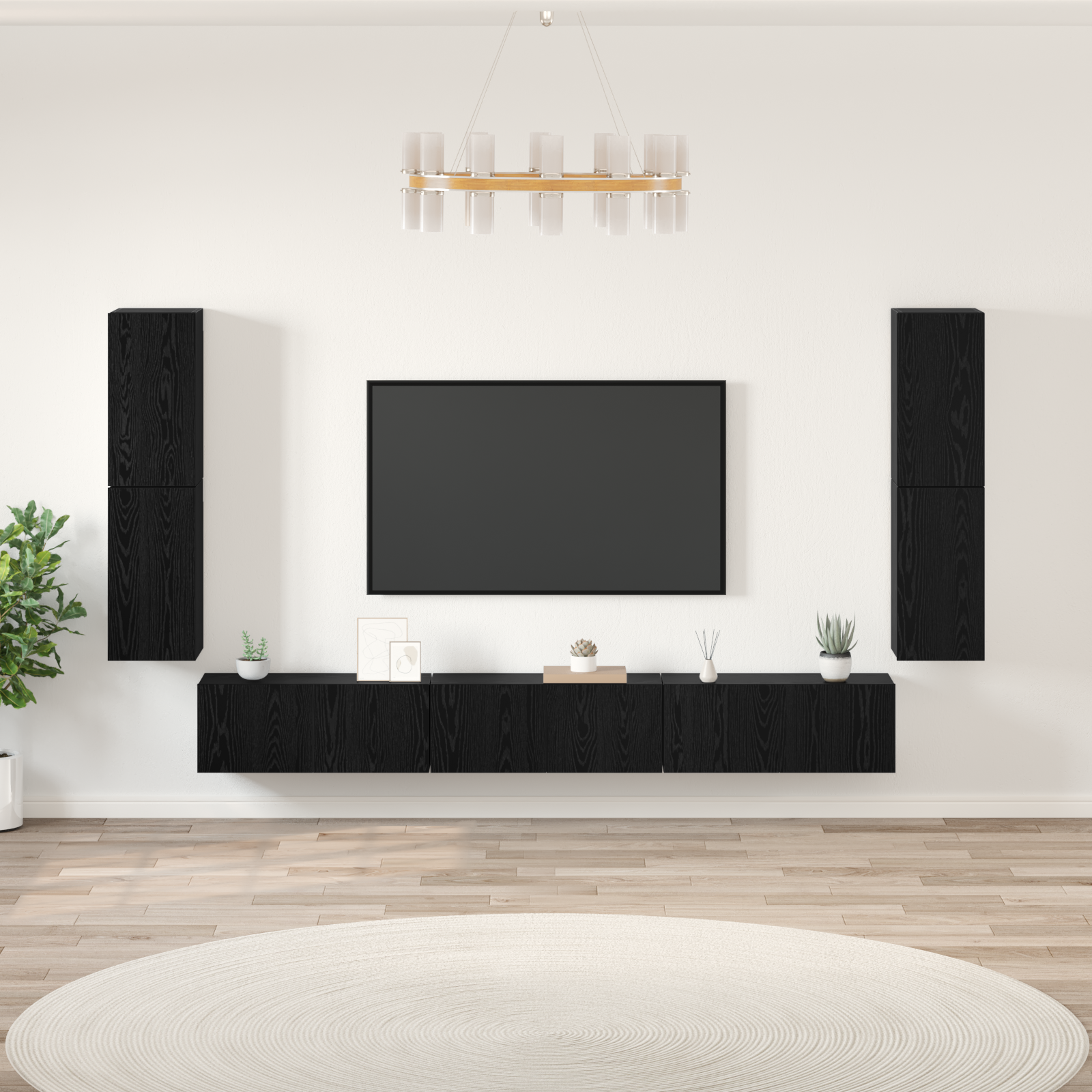 vidaXL Set comodă TV 5 pcs Stejar negru Lemn compozit vidaXL Set comodă TV 5 pcs Stejar negru Lemn compozit