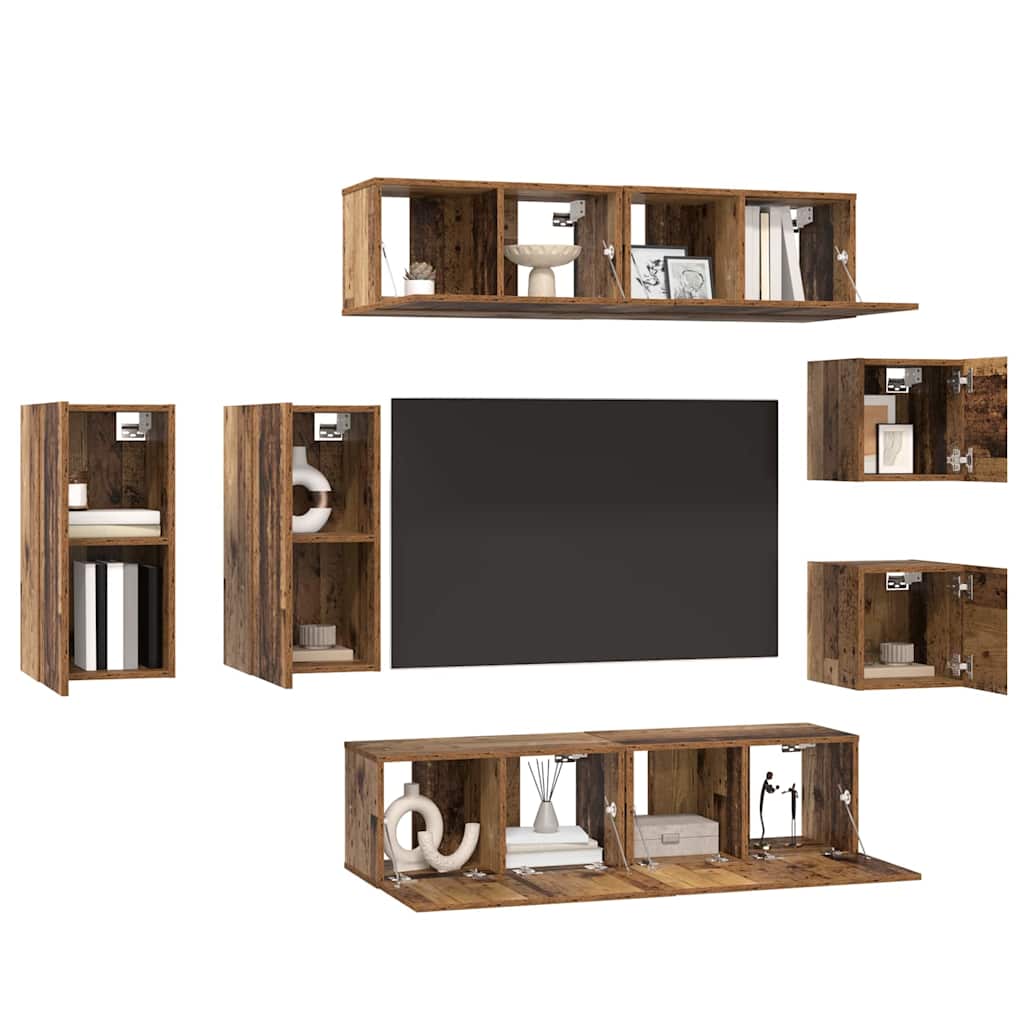 vidaXL Set comodă TV 8 pcs Lemn vechi 30.5 x 30 x 60 cm Lemn compozit vidaXL Set comodă TV 8 pcs Lemn vechi 30.5 x 30 x 60 cm Lemn compozit