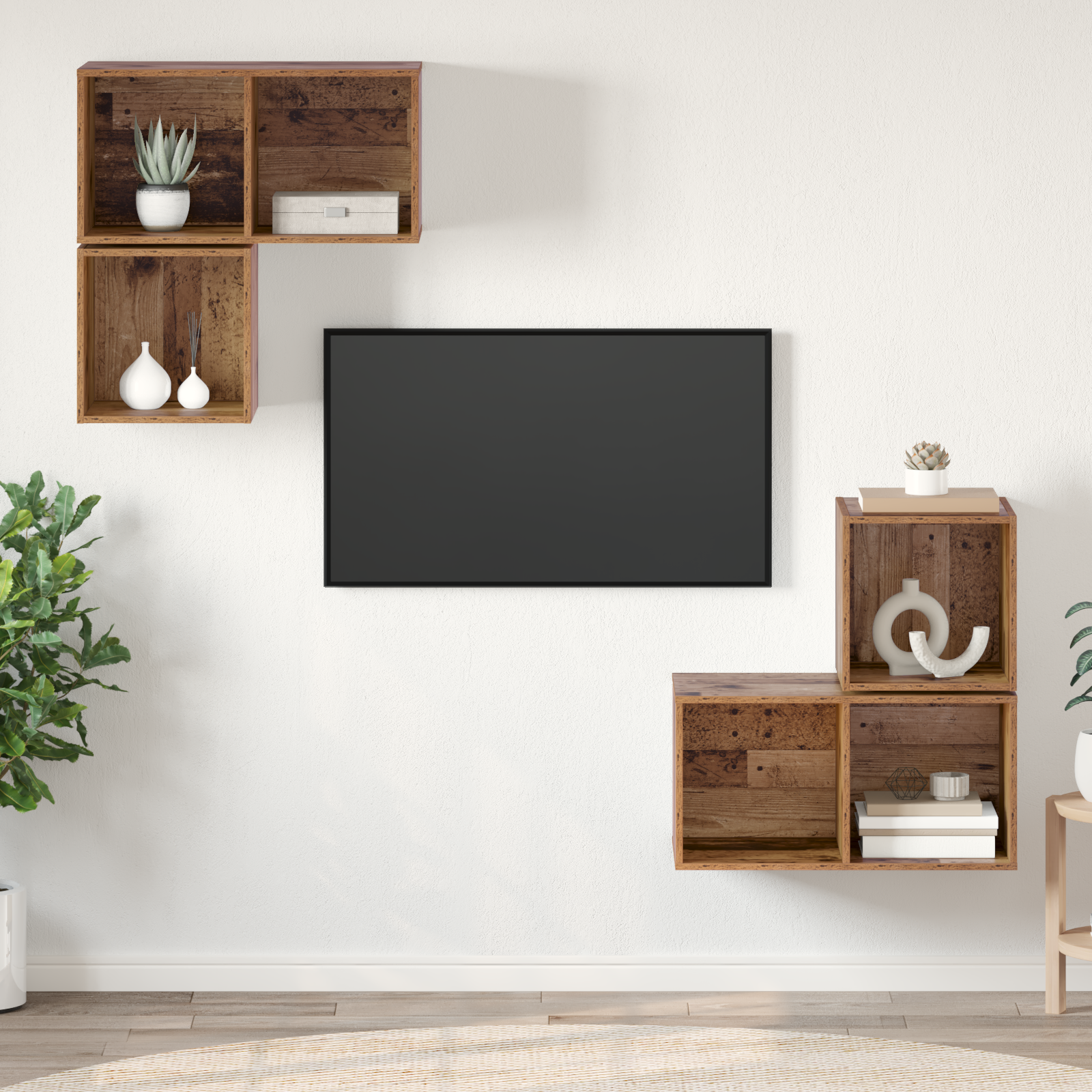 vidaXL Set comodă TV 4 pcs Lemn vechi 37 x 37 x 72 cm Lemn compozit vidaXL Set comodă TV 4 pcs Lemn vechi 37 x 37 x 72 cm Lemn compozit