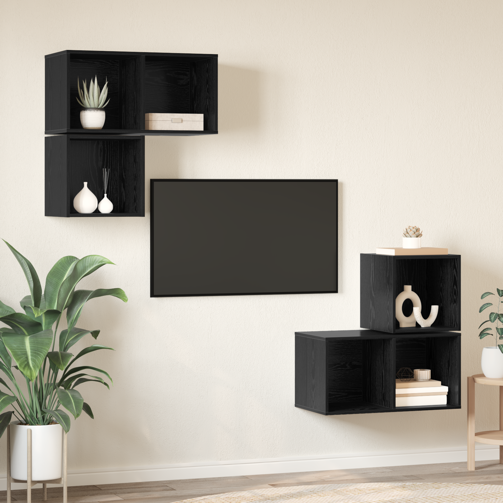 vidaXL Set comodă TV 4 pcs Stejar negru 37 x 37 x 72 cm Lemn compozit vidaXL Set comodă TV 4 pcs Stejar negru 37 x 37 x 72 cm Lemn compozit