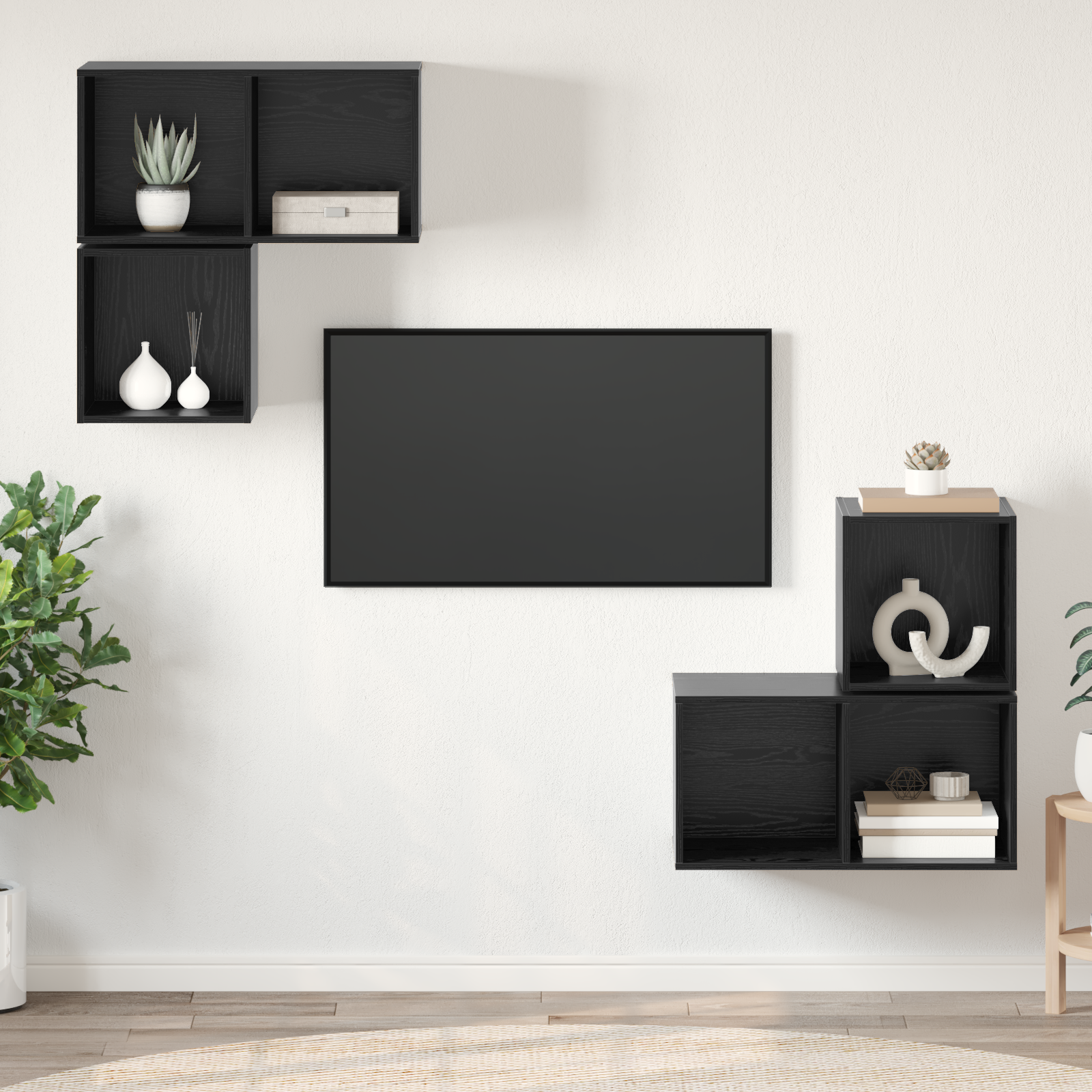 vidaXL Set comodă TV 4 pcs Stejar negru 37 x 37 x 72 cm Lemn compozit vidaXL Set comodă TV 4 pcs Stejar negru 37 x 37 x 72 cm Lemn compozit
