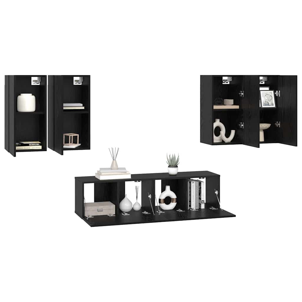 vidaXL Set comodă TV 6 pcs Stejar negru 60 x 30 x 30 cm Lemn compozit vidaXL Set comodă TV 6 pcs Stejar negru 60 x 30 x 30 cm Lemn compozit