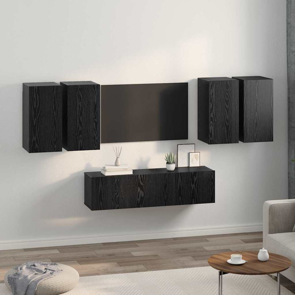 vidaXL Set comodă TV 6 pcs Stejar negru 60 x 30 x 30 cm Lemn compozit vidaXL Set comodă TV 6 pcs Stejar negru 60 x 30 x 30 cm Lemn compozit