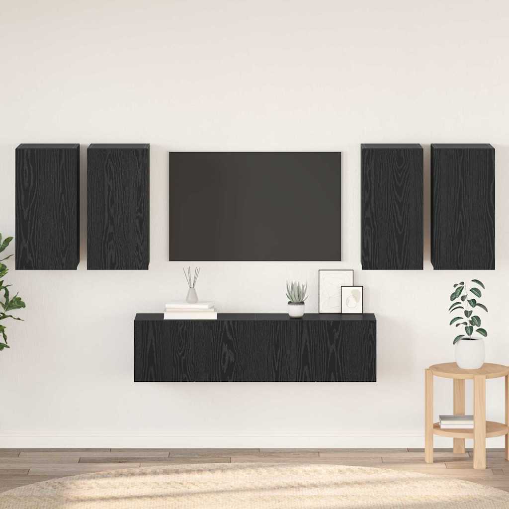 vidaXL Set comodă TV 6 pcs Stejar negru 60 x 30 x 30 cm Lemn compozit vidaXL Set comodă TV 6 pcs Stejar negru 60 x 30 x 30 cm Lemn compozit