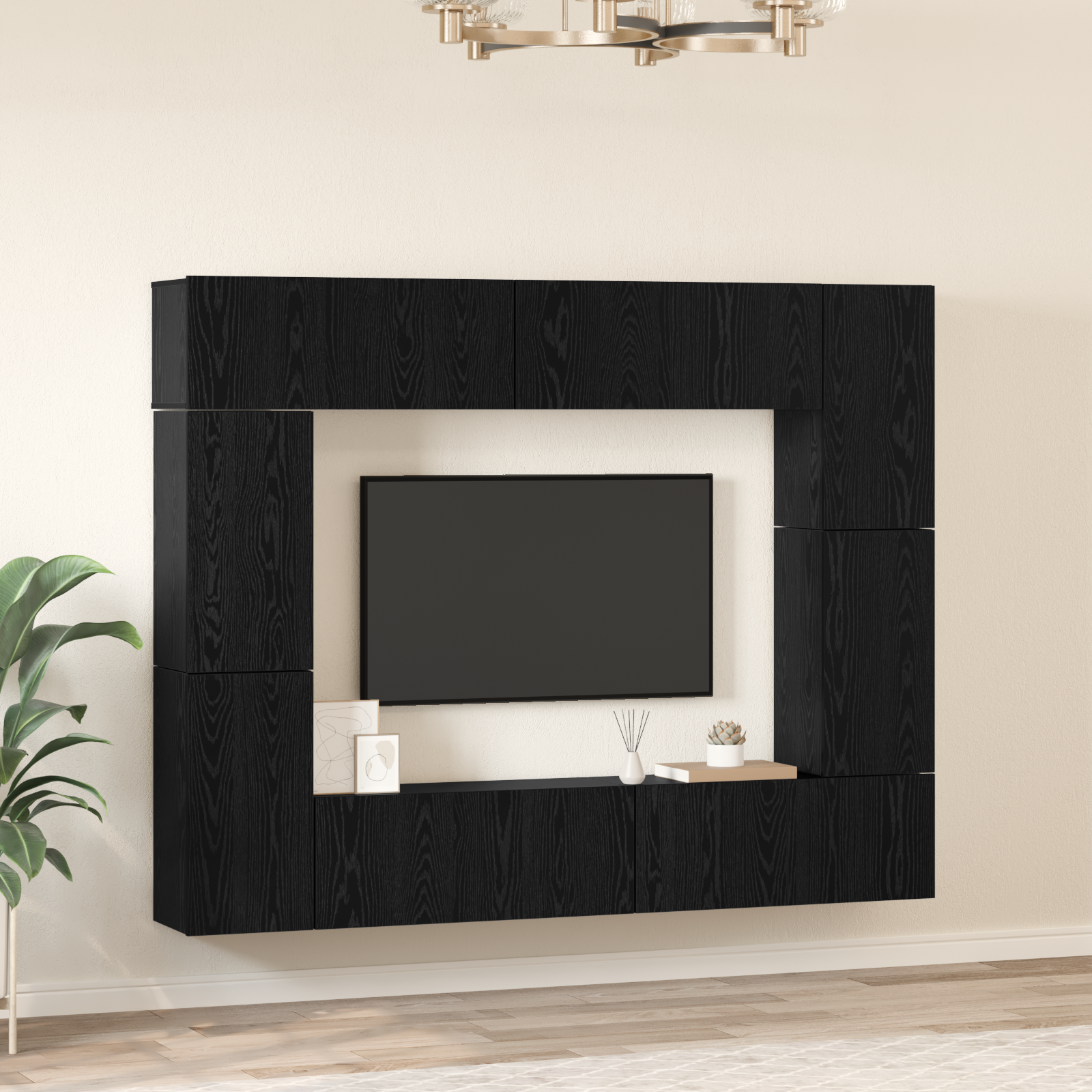vidaXL Set comodă TV 8 pcs Stejar negru 80 x 30 x 30 cm Lemn compozit vidaXL Set comodă TV 8 pcs Stejar negru 80 x 30 x 30 cm Lemn compozit