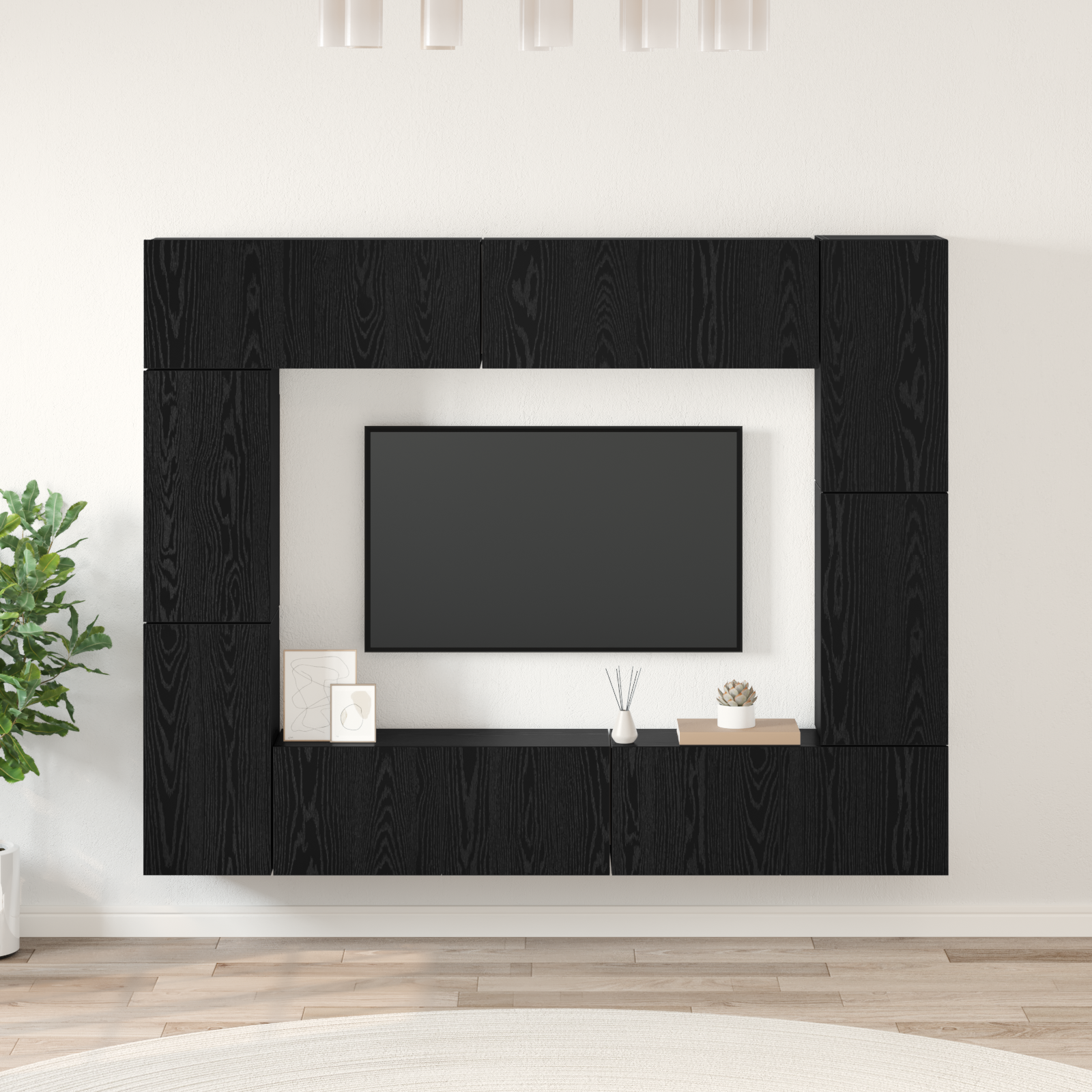 vidaXL Set comodă TV 8 pcs Stejar negru 80 x 30 x 30 cm Lemn compozit vidaXL Set comodă TV 8 pcs Stejar negru 80 x 30 x 30 cm Lemn compozit