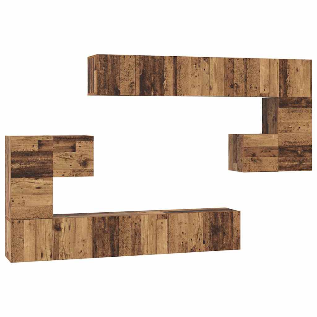 vidaXL Set comodă TV 10 pcs Lemn vechi 60 x 30 x 30 cm Lemn compozit vidaXL Set comodă TV 10 pcs Lemn vechi 60 x 30 x 30 cm Lemn compozit