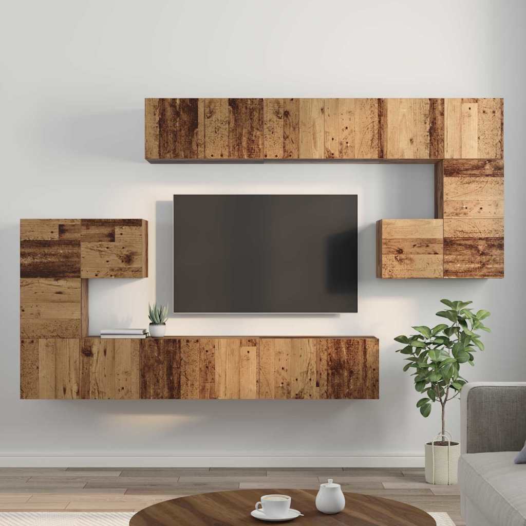 vidaXL Set comodă TV 10 pcs Lemn vechi 60 x 30 x 30 cm Lemn compozit vidaXL Set comodă TV 10 pcs Lemn vechi 60 x 30 x 30 cm Lemn compozit