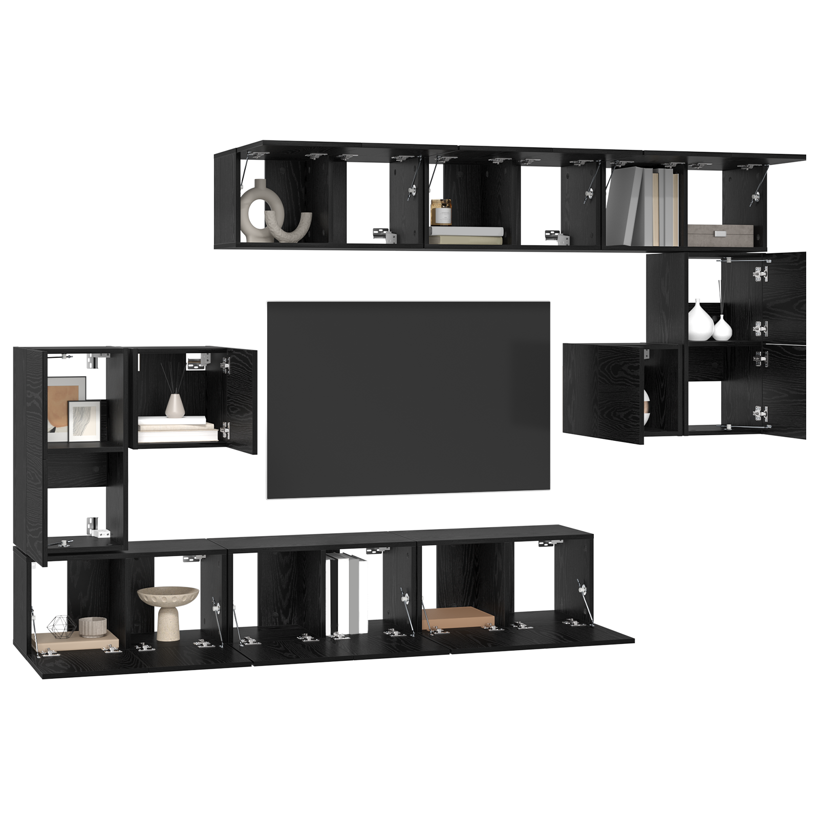 vidaXL Set comodă TV 10 pcs Stejar negru 60 x 30 x 30 cm Lemn compozit vidaXL Set comodă TV 10 pcs Stejar negru 60 x 30 x 30 cm Lemn compozit
