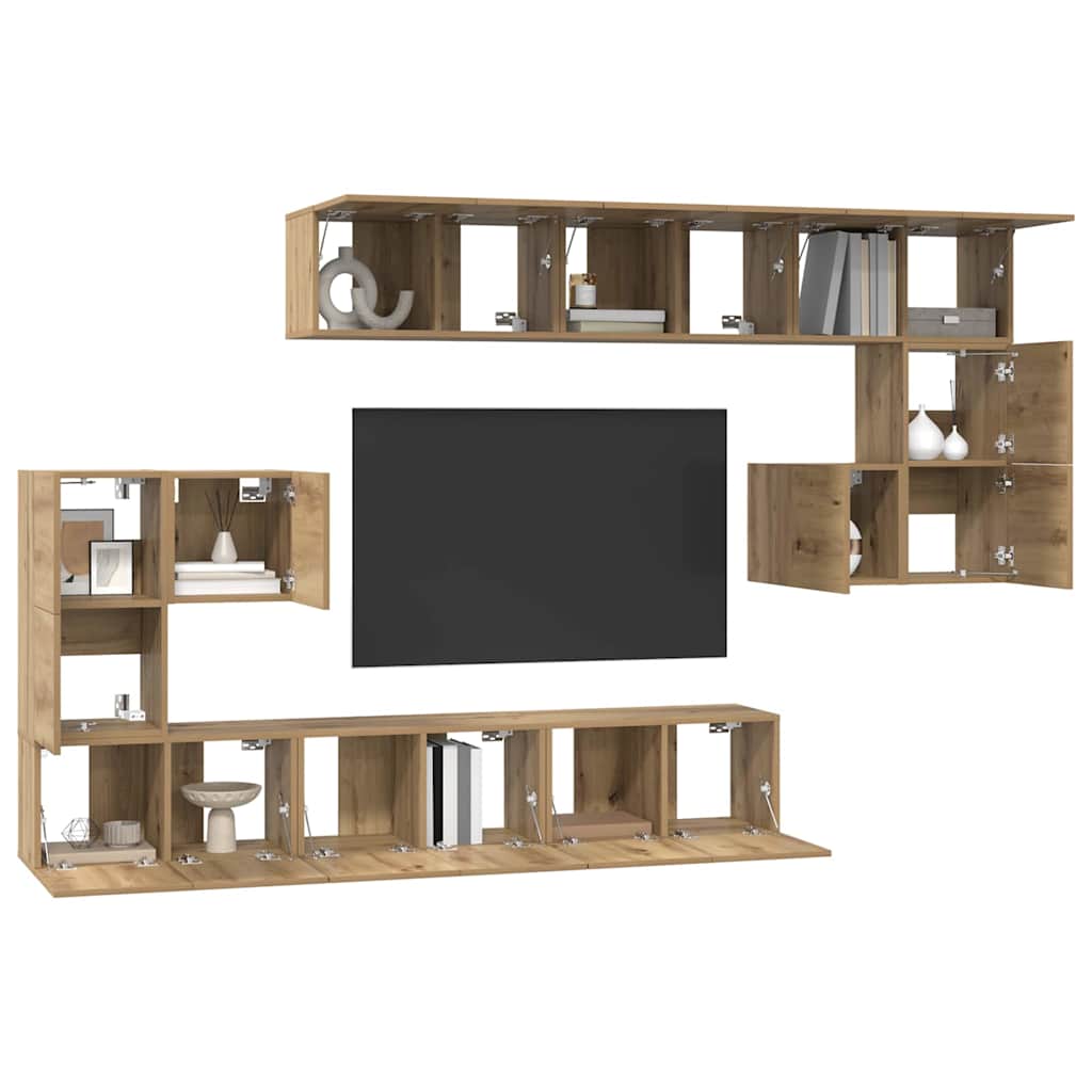 vidaXL Set comodă TV Pe perete 10 pcs stejar artizanal 60 x 30 x 30 cm