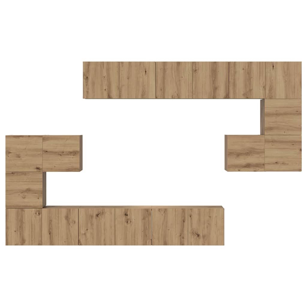 vidaXL Set comodă TV Pe perete 10 pcs stejar artizanal 60 x 30 x 30 cm