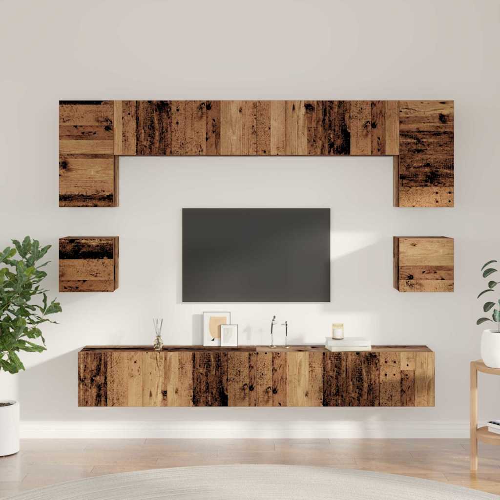 vidaXL Set comodă TV 8 pcs Lemn vechi 100 x 30 x 30 cm Lemn compozit vidaXL Set comodă TV 8 pcs Lemn vechi 100 x 30 x 30 cm Lemn compozit