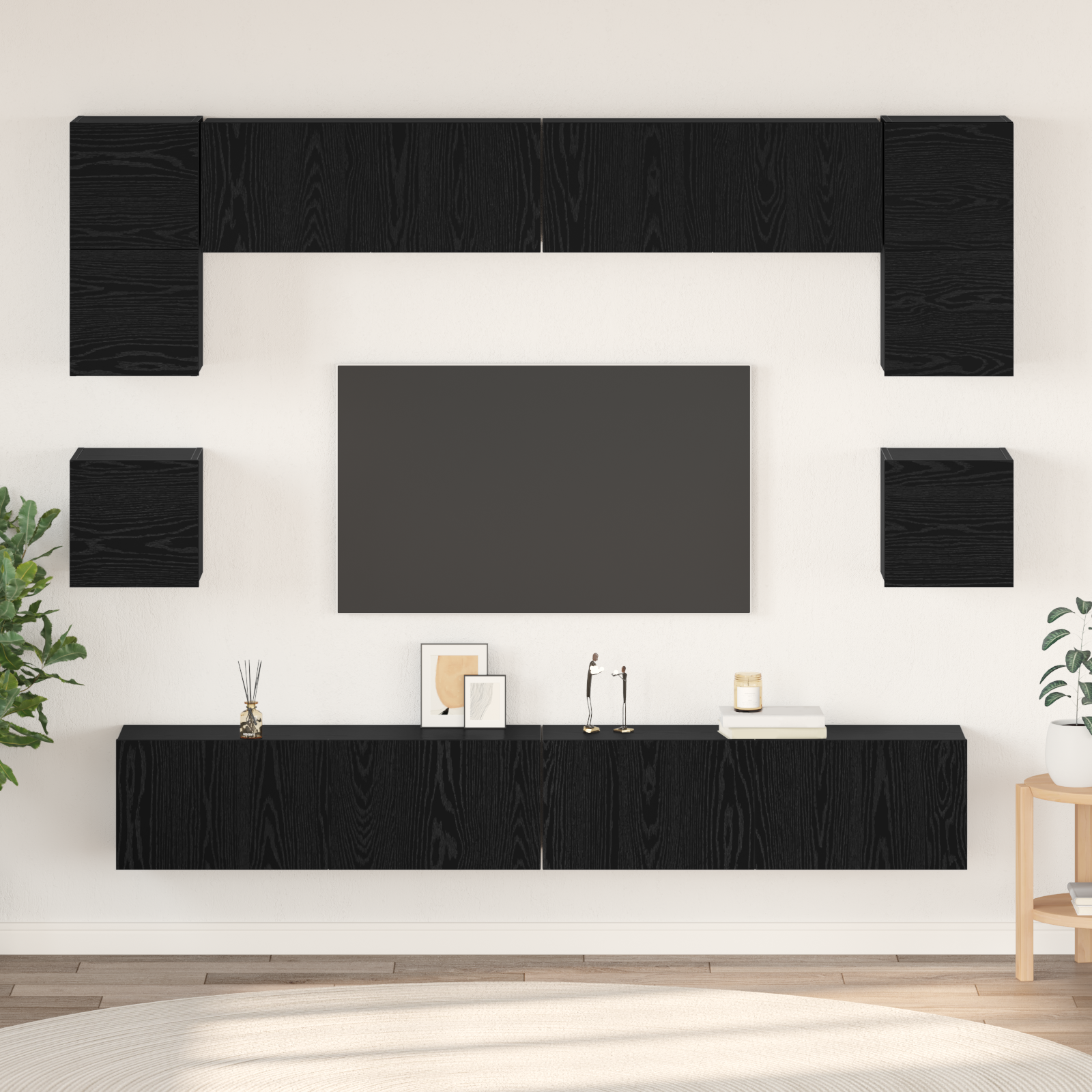 vidaXL Set comodă TV 8 pcs Stejar negru 100 x 30 x 30 cm Lemn compozit vidaXL Set comodă TV 8 pcs Stejar negru 100 x 30 x 30 cm Lemn compozit