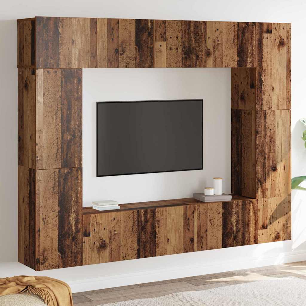 vidaXL Set comodă TV 8 pcs Lemn vechi 80 x 30 x 30 cm Lemn compozit vidaXL Set comodă TV 8 pcs Lemn vechi 80 x 30 x 30 cm Lemn compozit