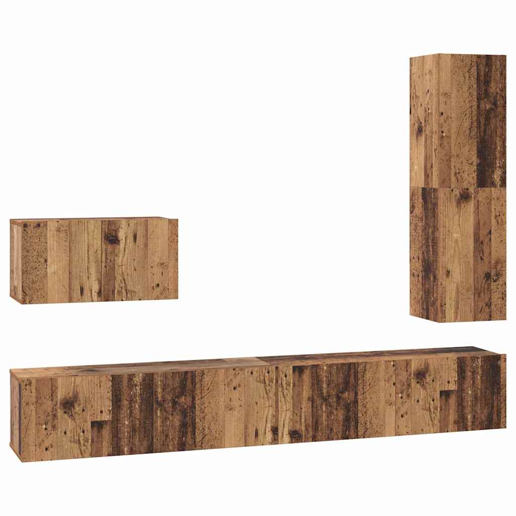 vidaXL Set comodă TV 4 pcs Lemn vechi 30.5 x 30 x 110 cm Lemn compozit vidaXL Set comodă TV 4 pcs Lemn vechi 30.5 x 30 x 110 cm Lemn compozit