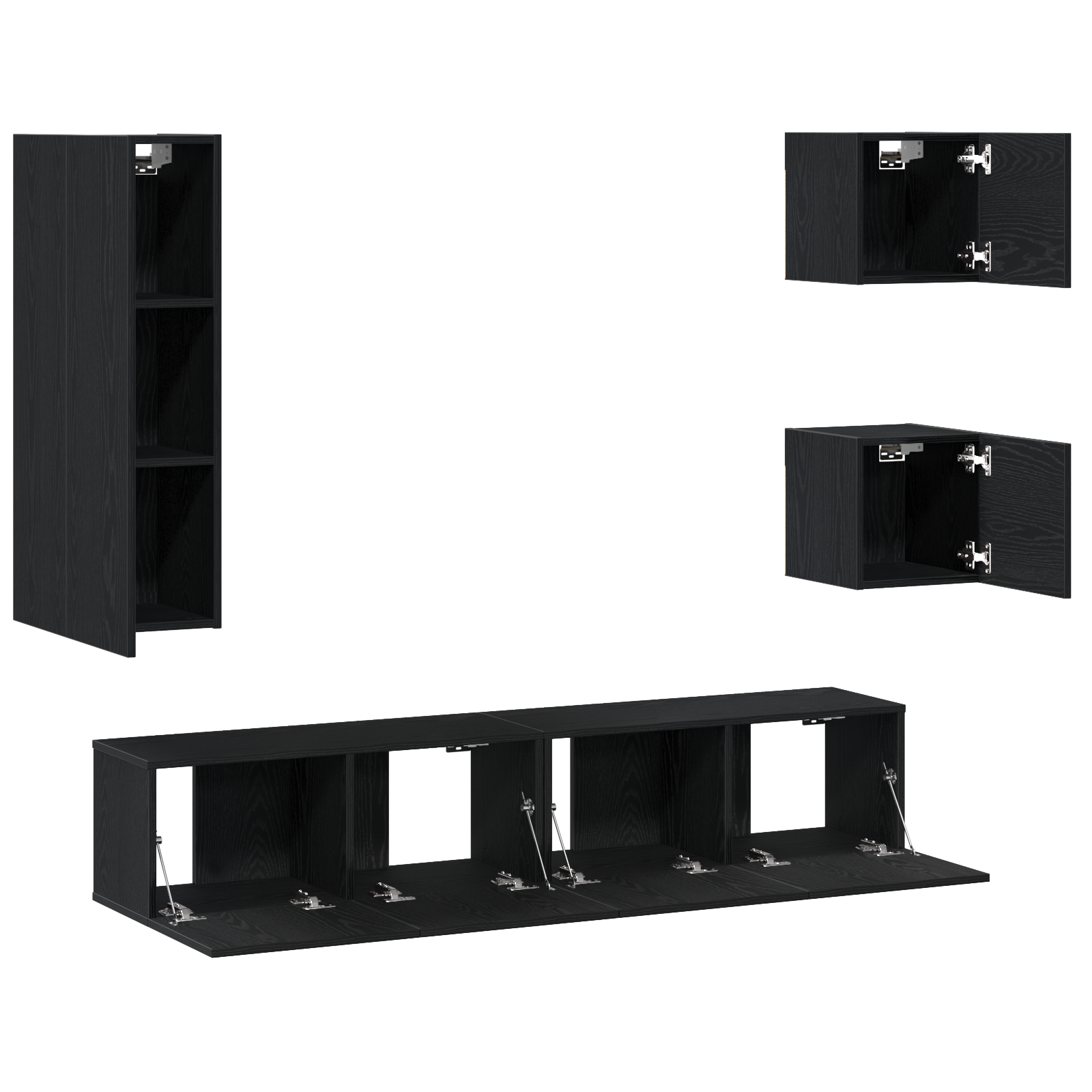 vidaXL Set Cabinet TV Pe perete 5 pcs Stejar negru 160 x 30 x 30.5 cm vidaXL Set Cabinet TV Pe perete 5 pcs Stejar negru 160 x 30 x 30.5 cm