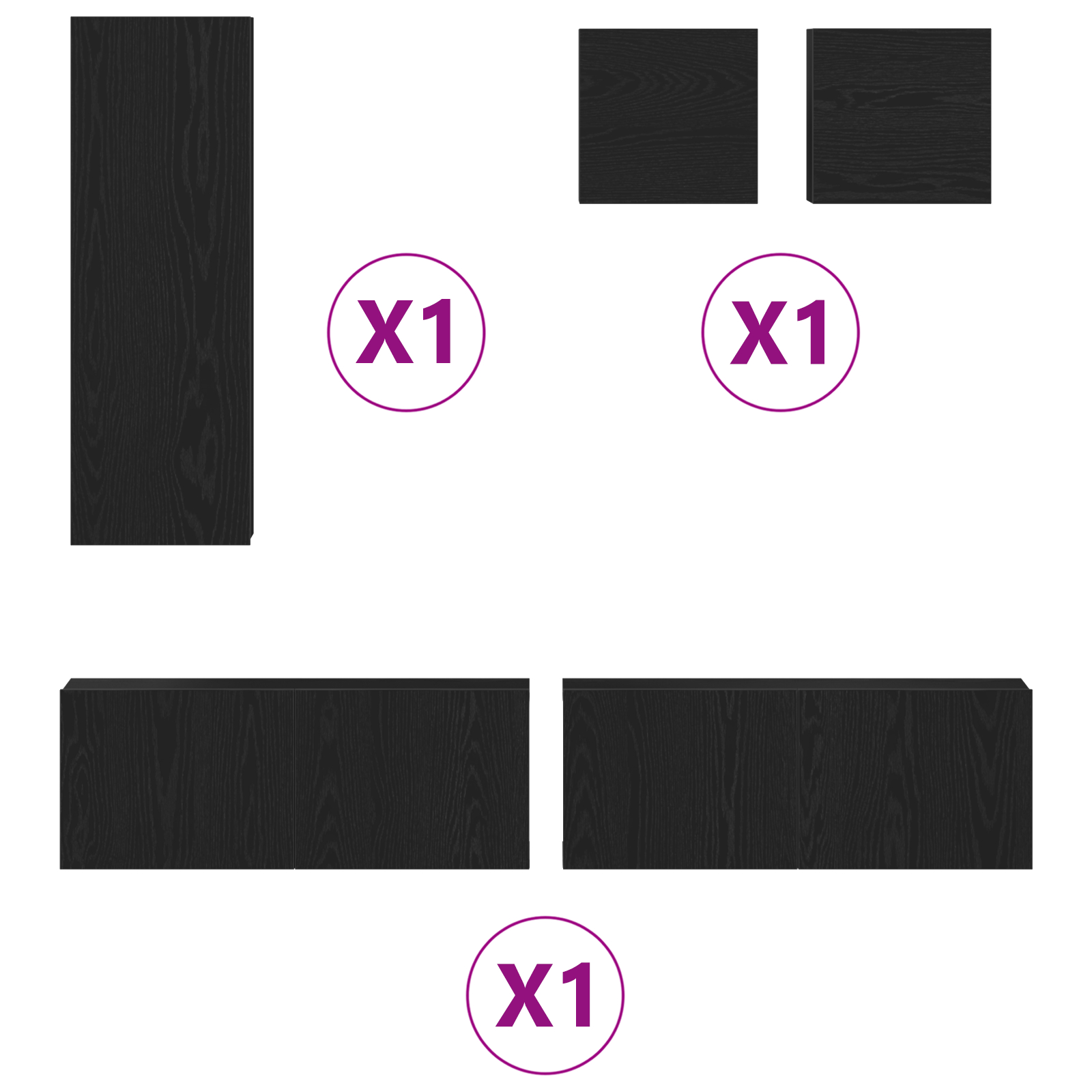 vidaXL Set Cabinet TV Pe perete 5 pcs Stejar negru 160 x 30 x 30.5 cm vidaXL Set Cabinet TV Pe perete 5 pcs Stejar negru 160 x 30 x 30.5 cm