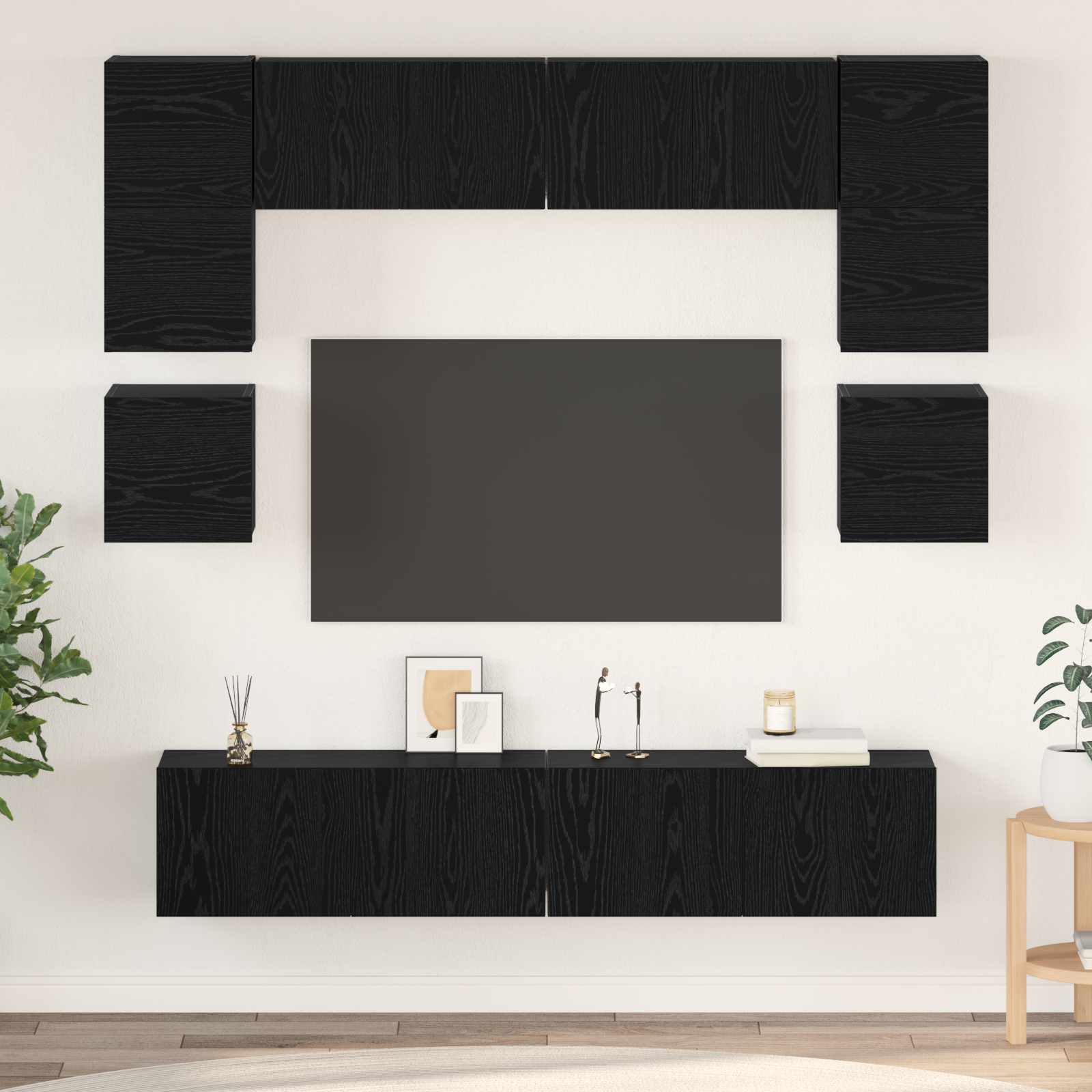 vidaXL Set comodă TV 8 pcs Stejar negru 80 x 30 x 30 cm Lemn compozit vidaXL Set comodă TV 8 pcs Stejar negru 80 x 30 x 30 cm Lemn compozit