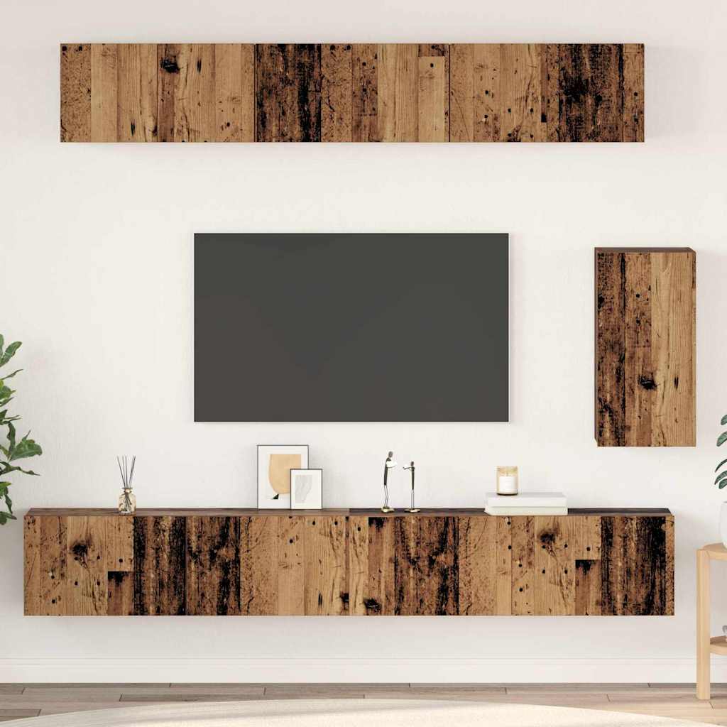 vidaXL Set comodă TV 6 pcs Lemn vechi Standard Mediu Lemn compozit vidaXL Set comodă TV 6 pcs Lemn vechi Standard Mediu Lemn compozit
