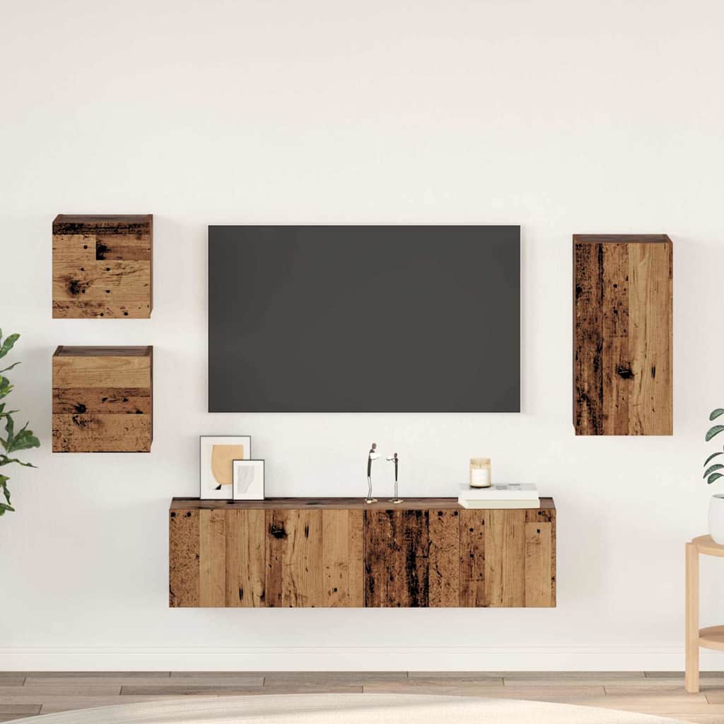 vidaXL Set comodă TV 5 pcs Lemn vechi 30.5 x 30 x 60 cm Lemn compozit vidaXL Set comodă TV 5 pcs Lemn vechi 30.5 x 30 x 60 cm Lemn compozit