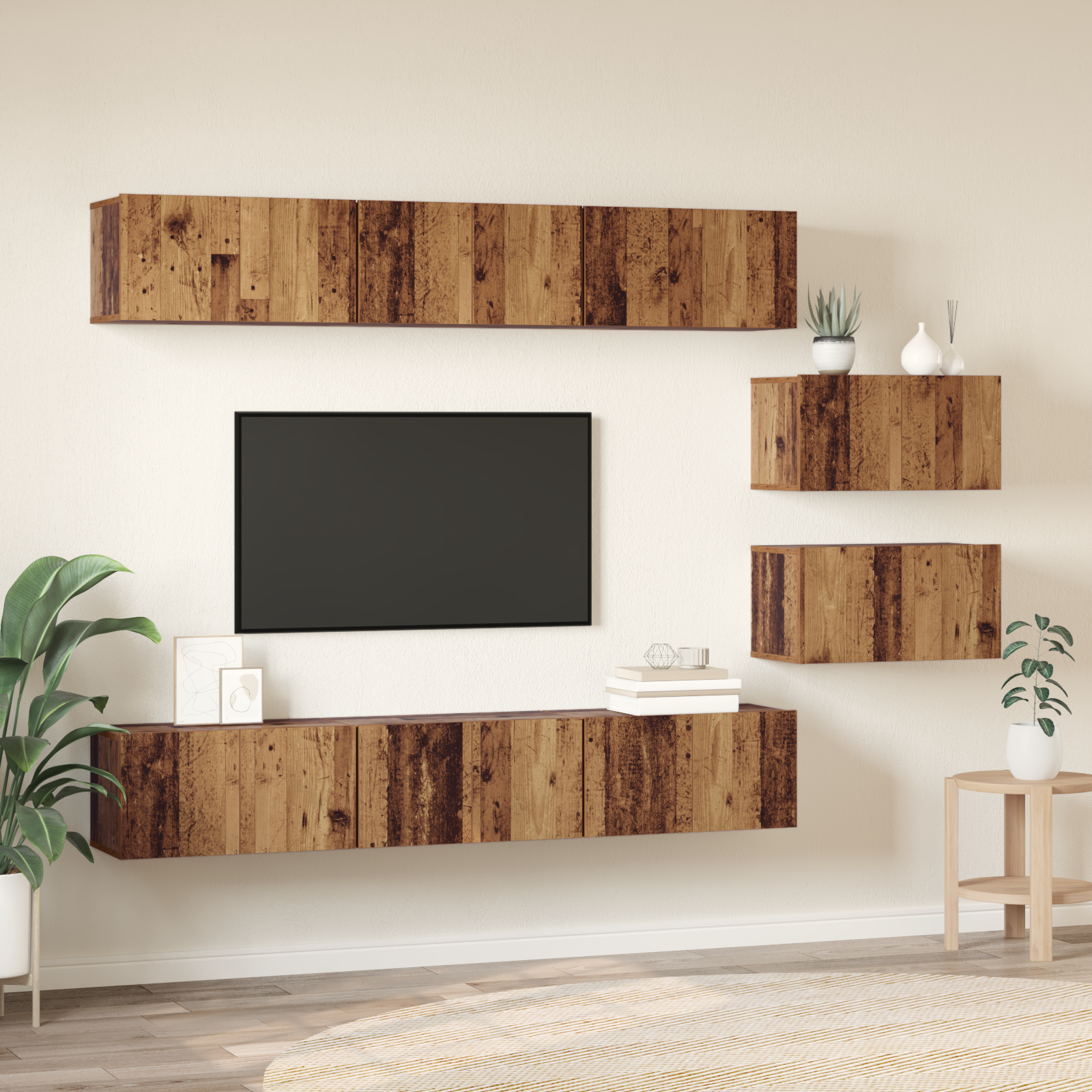vidaXL Set comodă TV 8 pcs Lemn vechi 60 x 30 x 30 cm Lemn compozit vidaXL Set comodă TV 8 pcs Lemn vechi 60 x 30 x 30 cm Lemn compozit