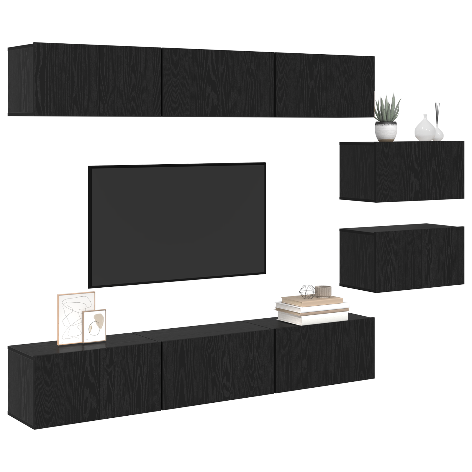 vidaXL Set comodă TV 8 pcs Stejar negru 60 x 30 x 30 cm Lemn compozit vidaXL Set comodă TV 8 pcs Stejar negru 60 x 30 x 30 cm Lemn compozit