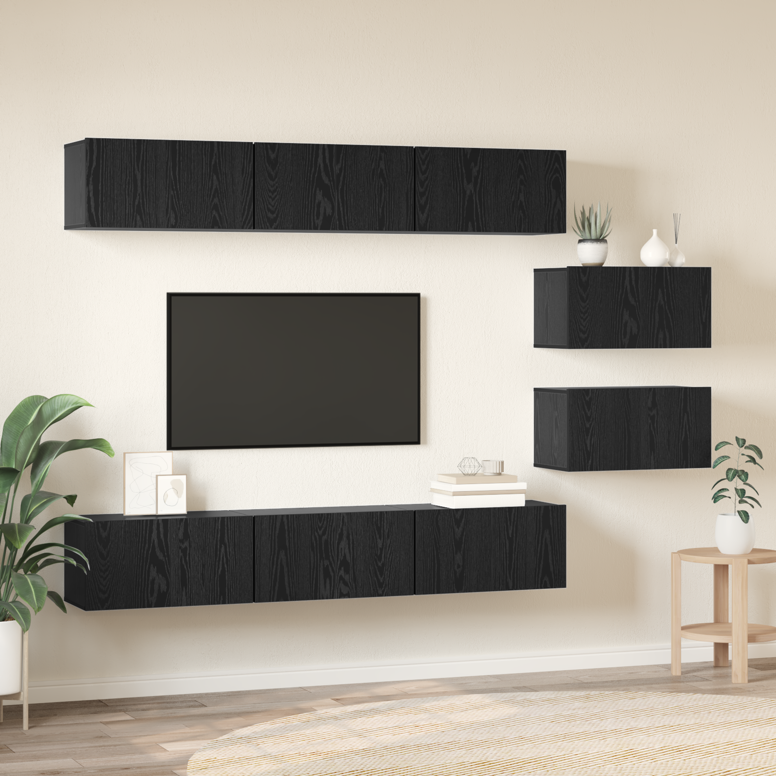 vidaXL Set comodă TV 8 pcs Stejar negru 60 x 30 x 30 cm Lemn compozit vidaXL Set comodă TV 8 pcs Stejar negru 60 x 30 x 30 cm Lemn compozit