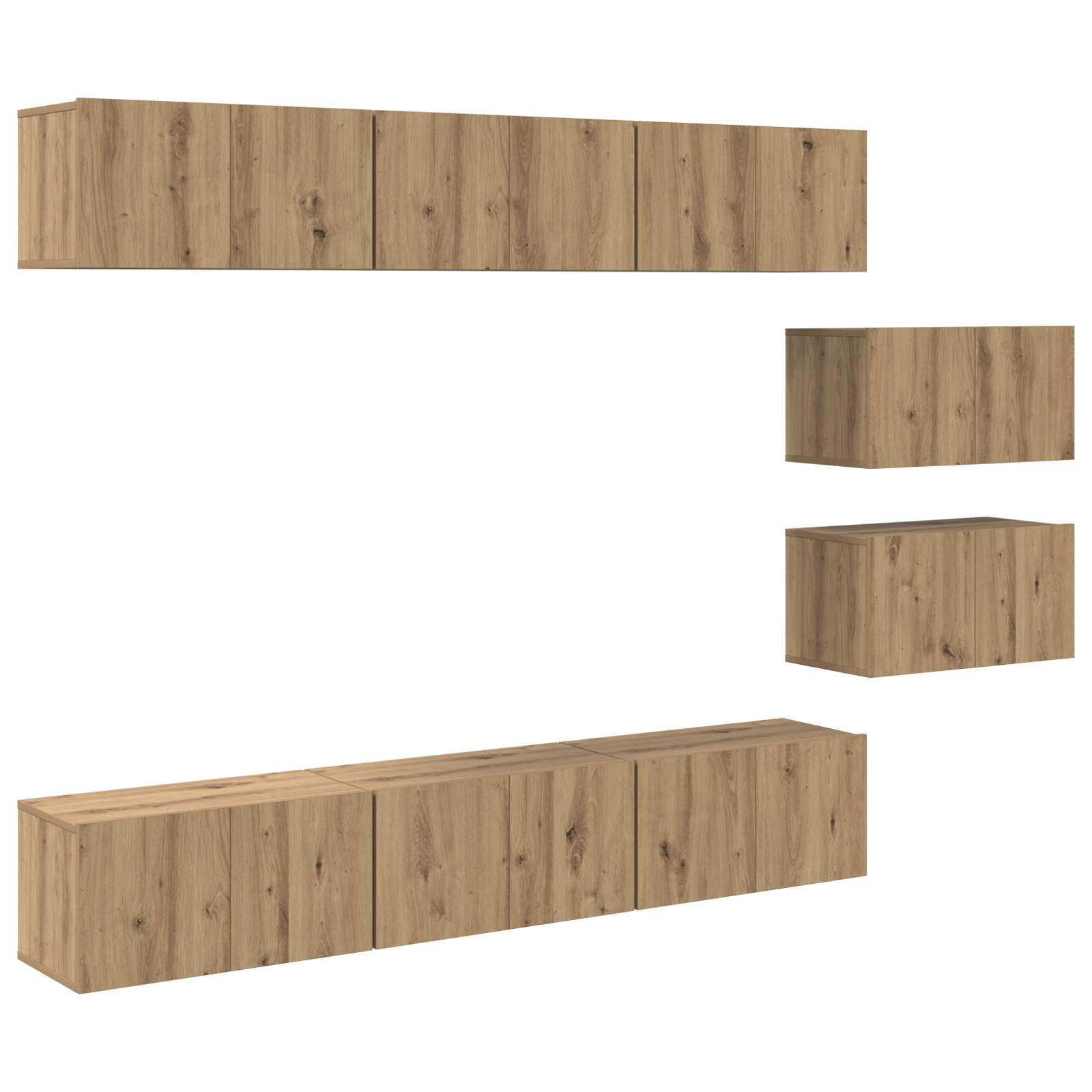 vidaXL Set comodă TV Pe perete 8 pcs stejar artizanal 60 x 30 x 30 cm vidaXL Set comodă TV Pe perete 8 pcs stejar artizanal 60 x 30 x 30 cm