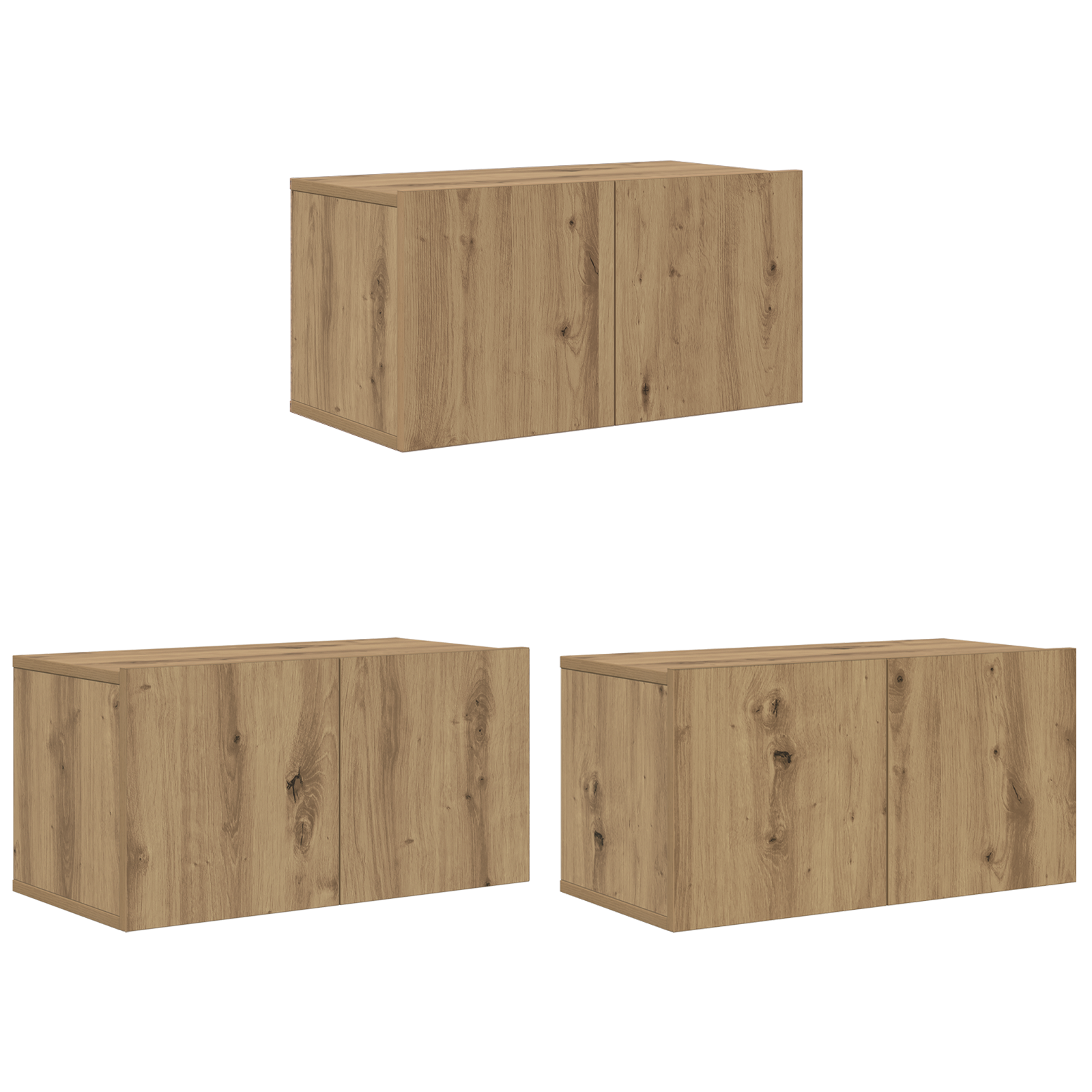 vidaXL Set comodă TV Pe perete 8 pcs stejar artizanal 60 x 30 x 30 cm vidaXL Set comodă TV Pe perete 8 pcs stejar artizanal 60 x 30 x 30 cm