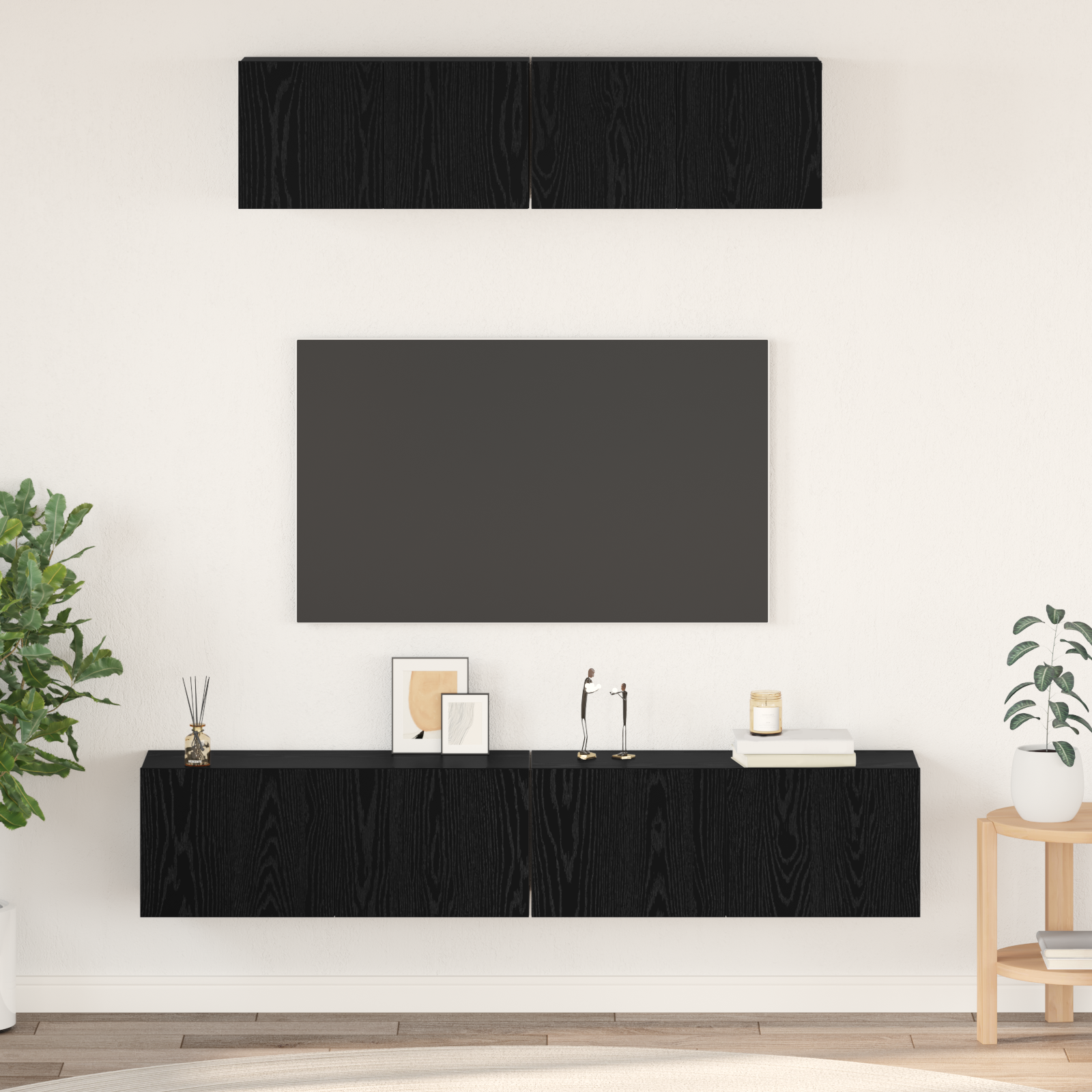 vidaXL Dulap pentru TV pe Perete Pe perete 4 pcs Stejar Negru