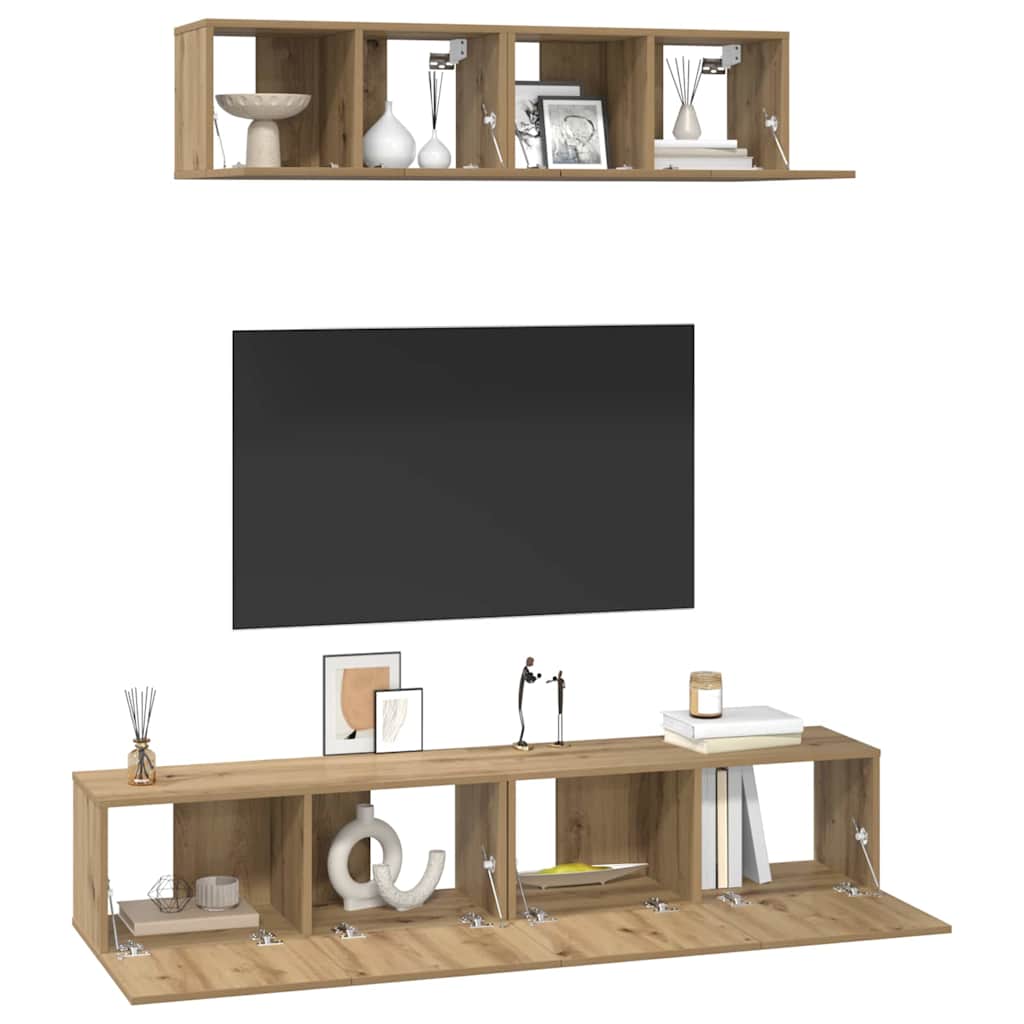 vidaXL Set dulap TV 4 pcs stejar artizanal Mediu 80 x 30 x 30 cm vidaXL Set dulap TV 4 pcs stejar artizanal Mediu 80 x 30 x 30 cm