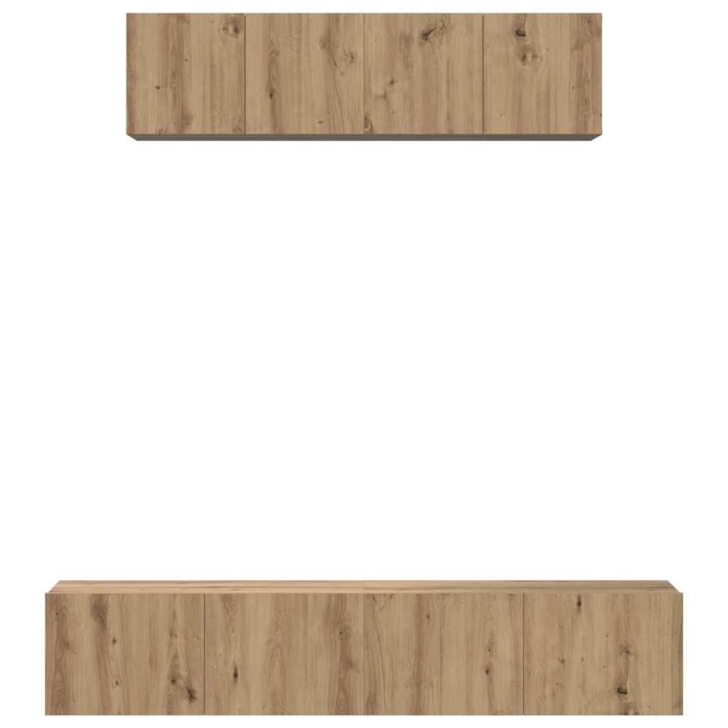 vidaXL Set dulap TV 4 pcs stejar artizanal Mediu 80 x 30 x 30 cm vidaXL Set dulap TV 4 pcs stejar artizanal Mediu 80 x 30 x 30 cm