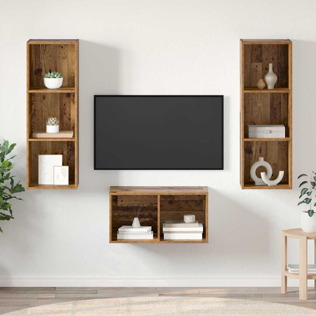 vidaXL Set comodă TV Lemn Vechi 37 x 37 x 107 cm Lemn compozit