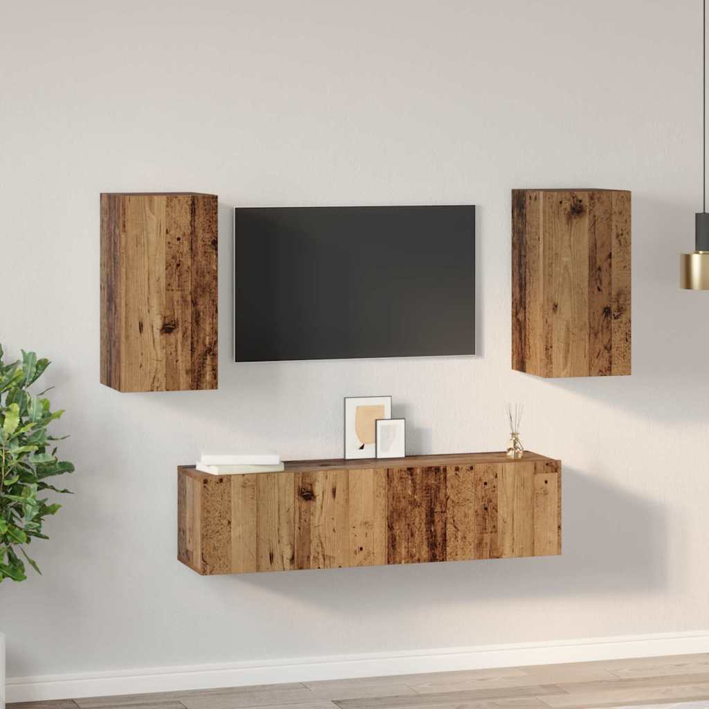 vidaXL Set comodă TV 4 pcs Lemn vechi 60 x 30 x 30 cm Lemn compozit vidaXL Set comodă TV 4 pcs Lemn vechi 60 x 30 x 30 cm Lemn compozit