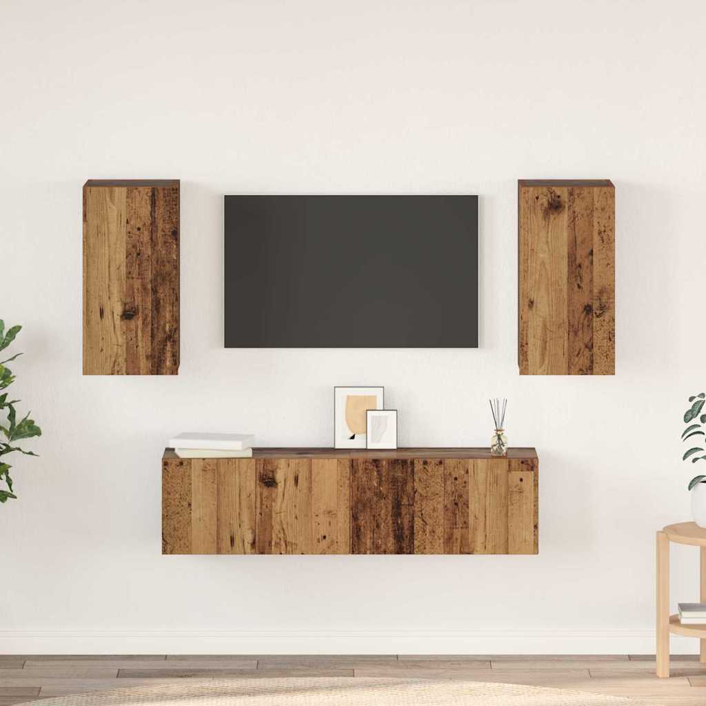 vidaXL Set comodă TV 4 pcs Lemn vechi 60 x 30 x 30 cm Lemn compozit vidaXL Set comodă TV 4 pcs Lemn vechi 60 x 30 x 30 cm Lemn compozit