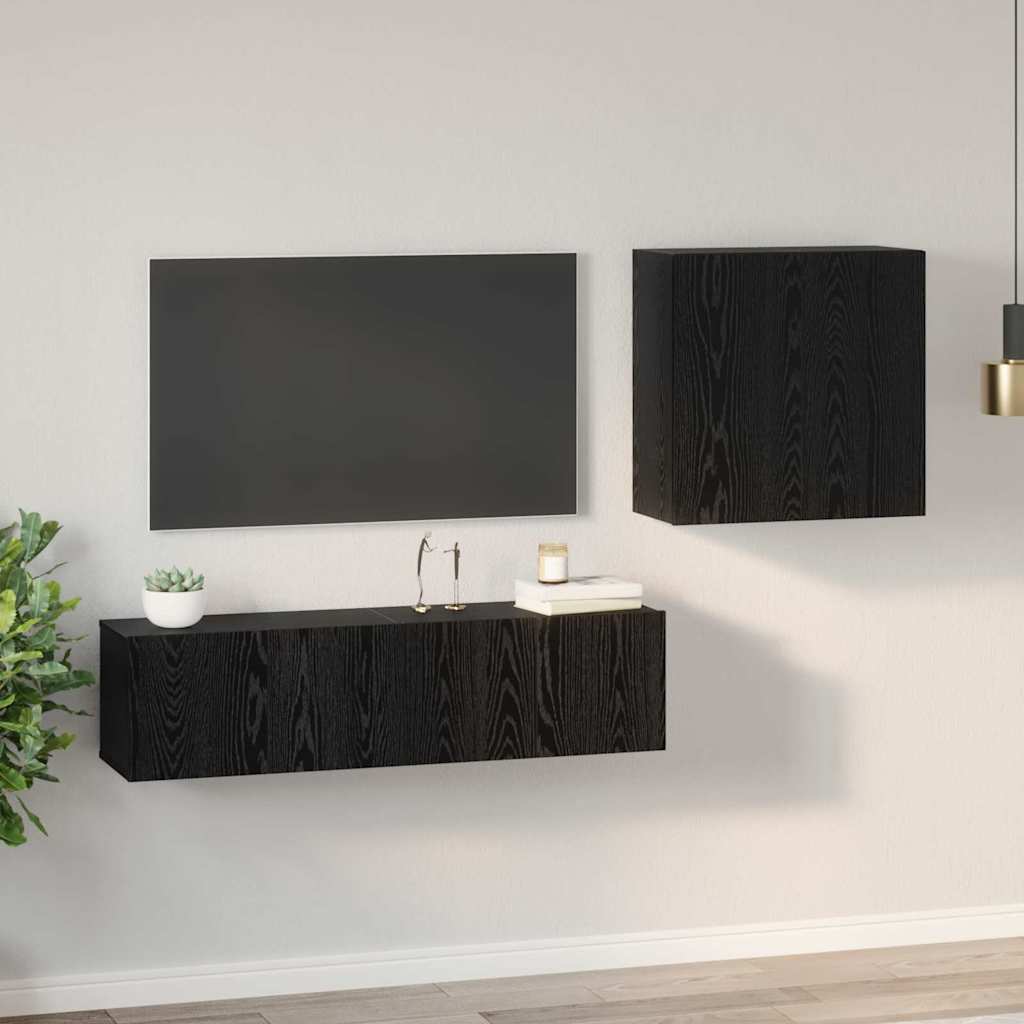 vidaXL Set comodă TV 4 pcs Stejar negru 120 x 30 x 30 cm Lemn compozit vidaXL Set comodă TV 4 pcs Stejar negru 120 x 30 x 30 cm Lemn compozit