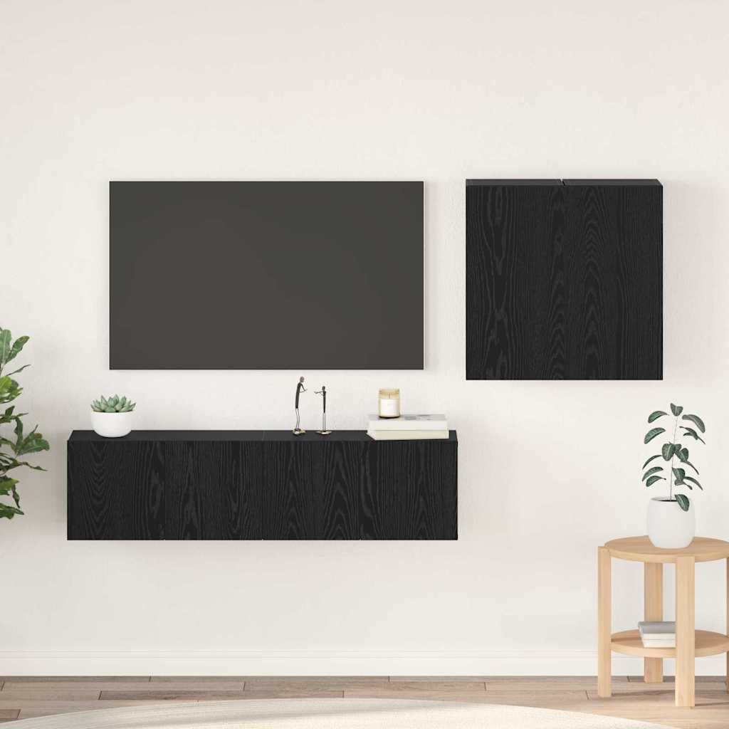vidaXL Set comodă TV 4 pcs Stejar negru 120 x 30 x 30 cm Lemn compozit vidaXL Set comodă TV 4 pcs Stejar negru 120 x 30 x 30 cm Lemn compozit