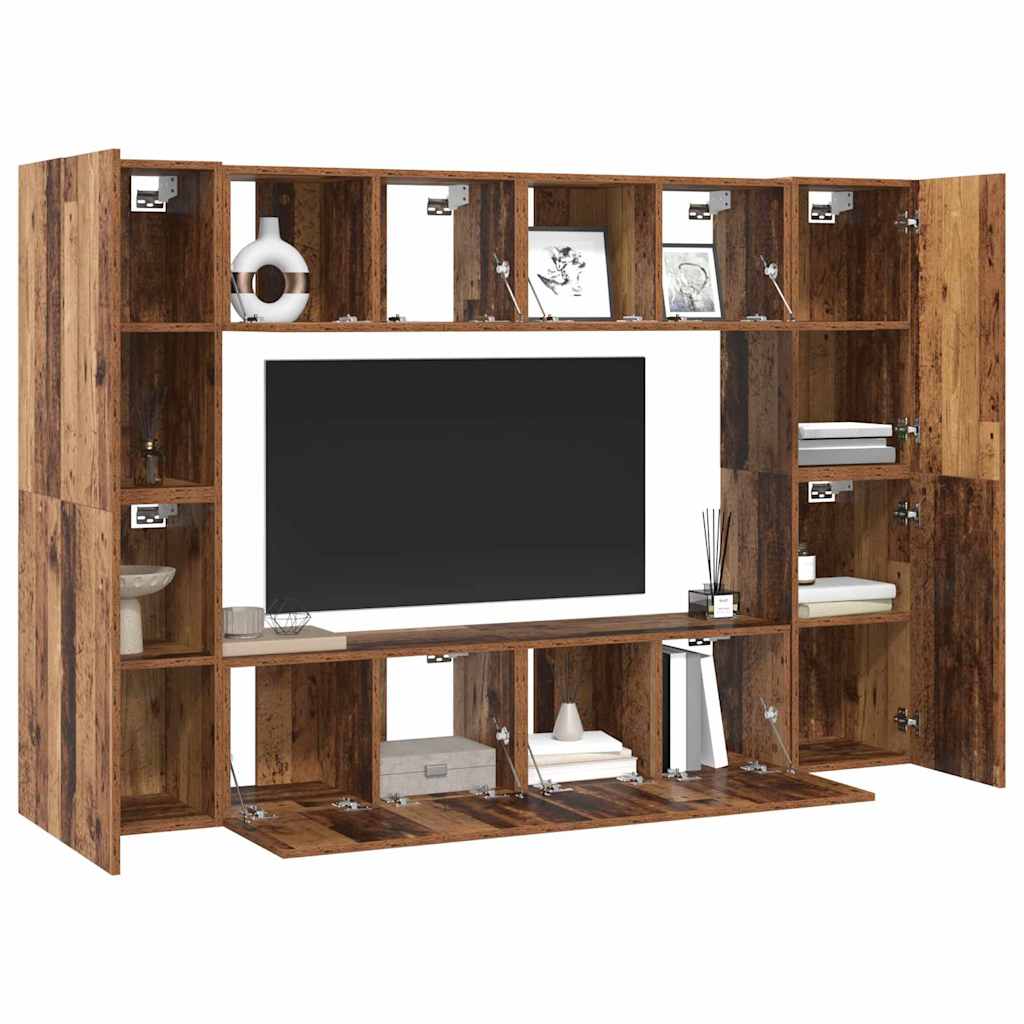 vidaXL Set comodă TV 8 pcs Lemn vechi 60 x 30 x 30 cm Lemn compozit
