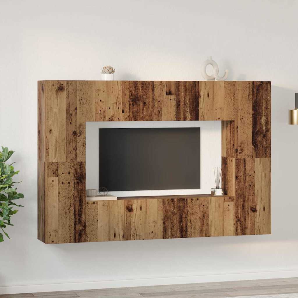 vidaXL Set comodă TV 8 pcs Lemn vechi 60 x 30 x 30 cm Lemn compozit