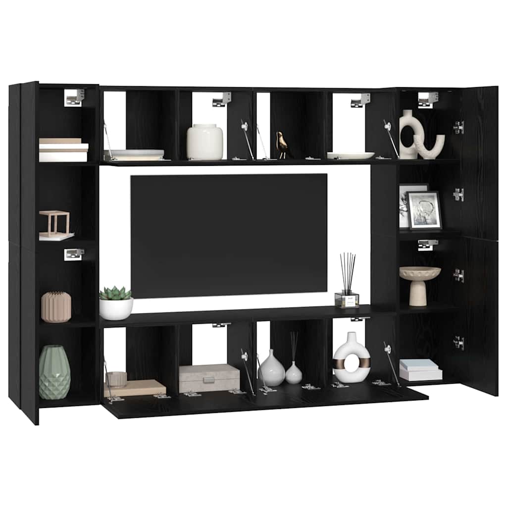 vidaXL Set comodă TV 8 pcs Stejar negru 60 x 30 x 30 cm Lemn compozit vidaXL Set comodă TV 8 pcs Stejar negru 60 x 30 x 30 cm Lemn compozit