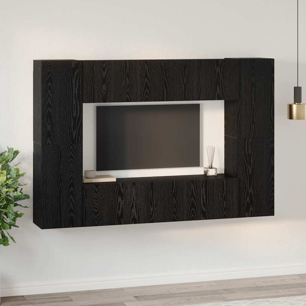 vidaXL Set comodă TV 8 pcs Stejar negru 60 x 30 x 30 cm Lemn compozit vidaXL Set comodă TV 8 pcs Stejar negru 60 x 30 x 30 cm Lemn compozit