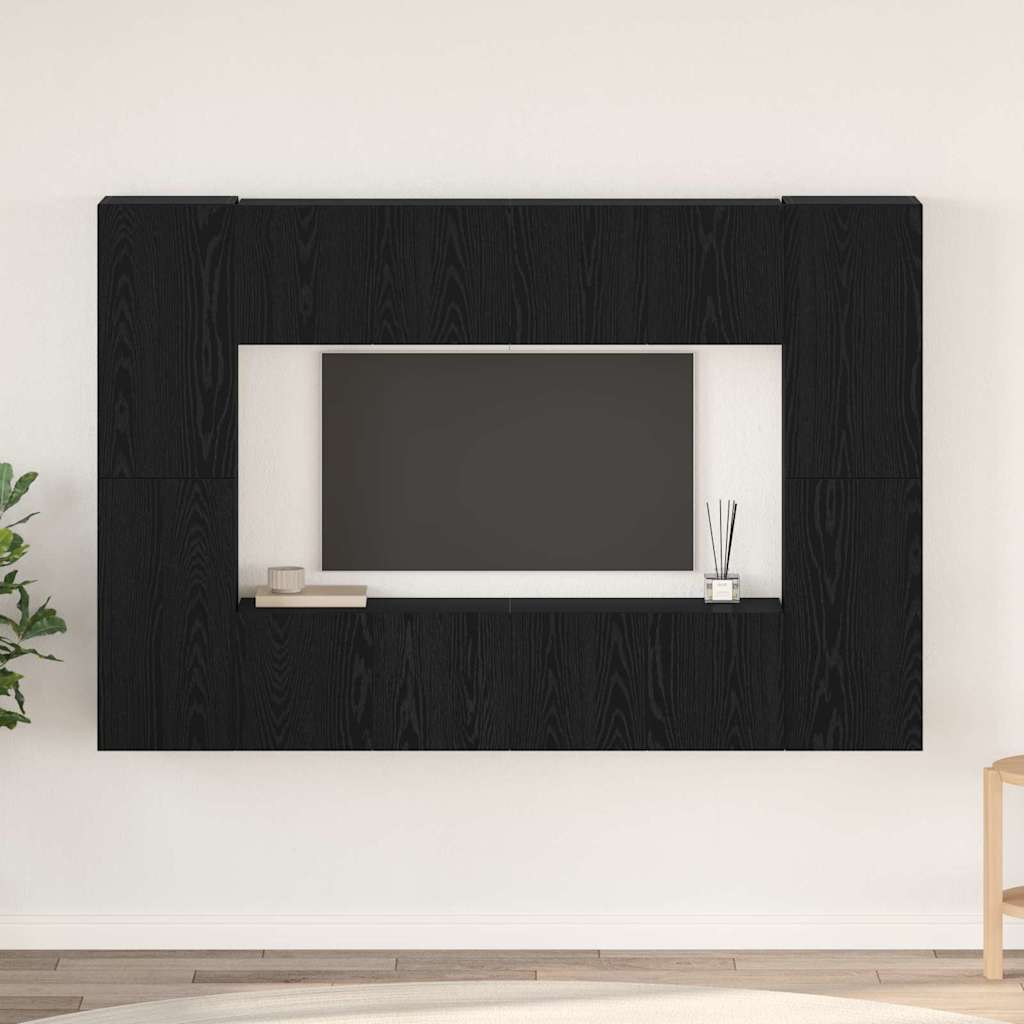 vidaXL Set comodă TV 8 pcs Stejar negru 60 x 30 x 30 cm Lemn compozit vidaXL Set comodă TV 8 pcs Stejar negru 60 x 30 x 30 cm Lemn compozit