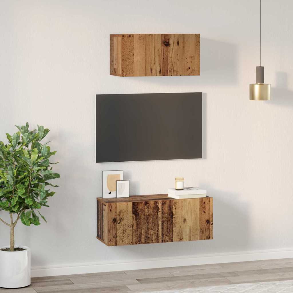 vidaXL Set comodă TV 2 pcs Lemn vechi 80 x 30 x 30 cm Lemn compozit vidaXL Set comodă TV 2 pcs Lemn vechi 80 x 30 x 30 cm Lemn compozit