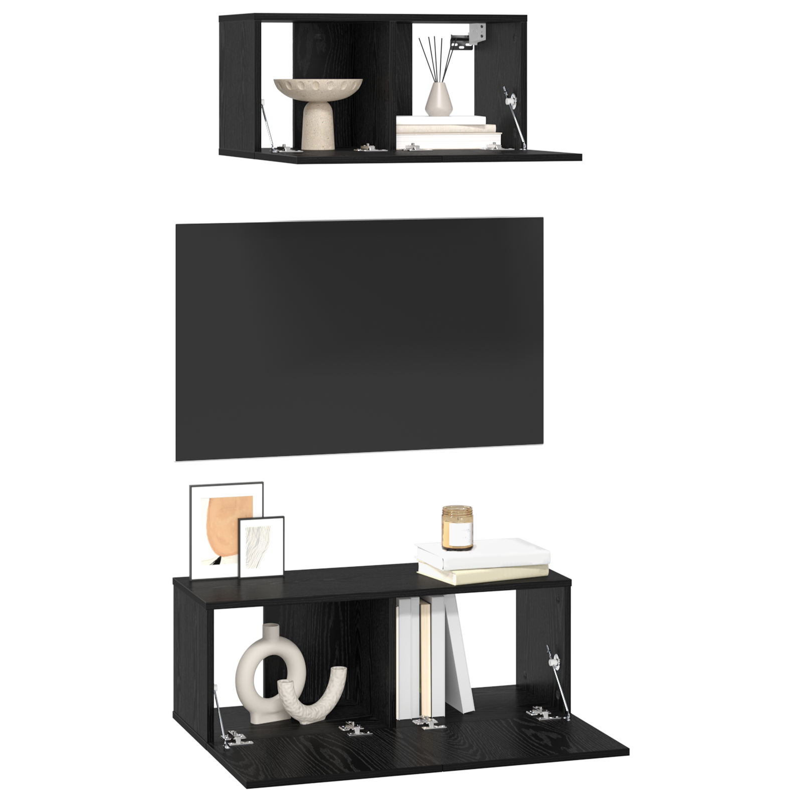 vidaXL Set comodă TV 2 pcs Stejar negru 80 x 30 x 30 cm Lemn compozit vidaXL Set comodă TV 2 pcs Stejar negru 80 x 30 x 30 cm Lemn compozit