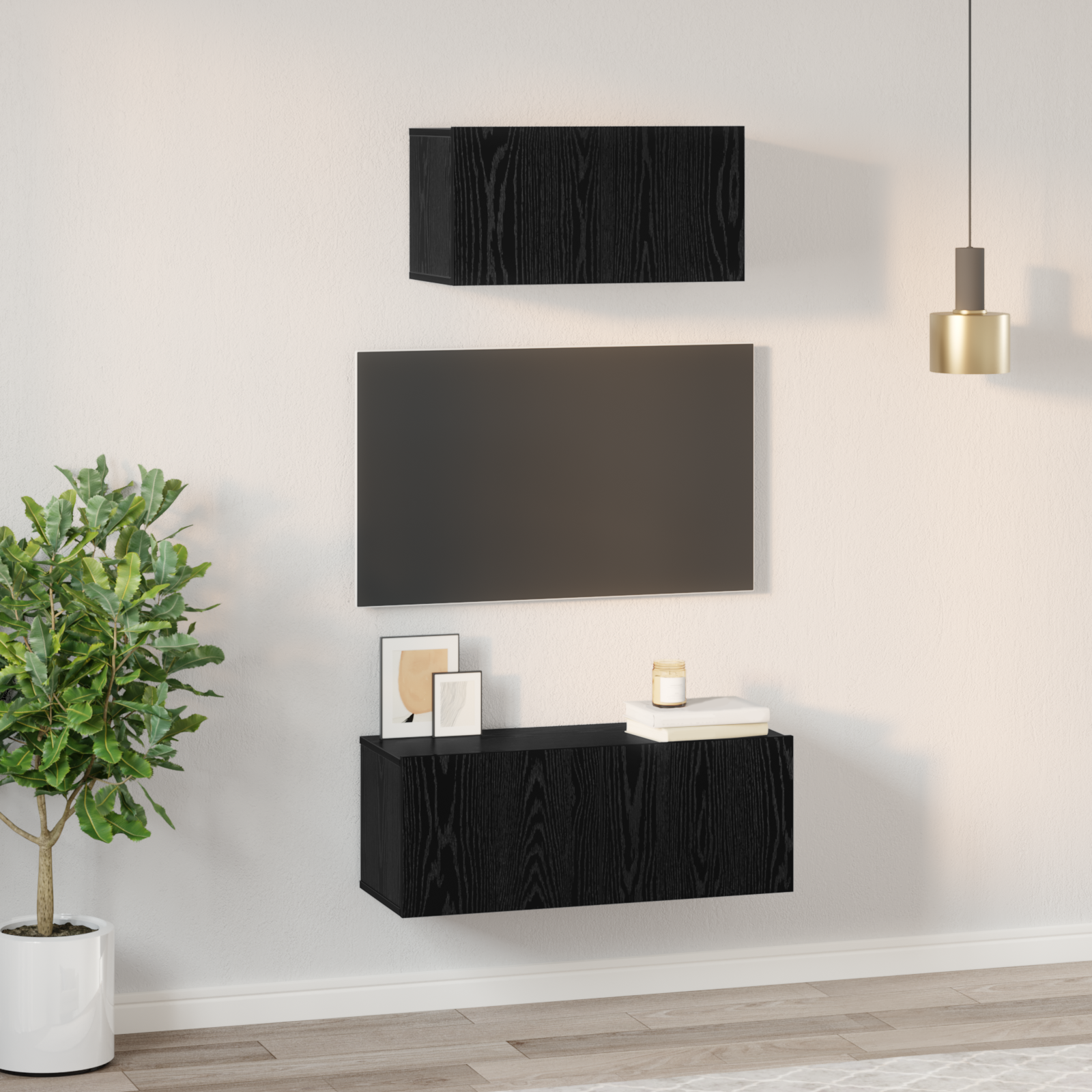 vidaXL Set comodă TV 2 pcs Stejar negru 80 x 30 x 30 cm Lemn compozit vidaXL Set comodă TV 2 pcs Stejar negru 80 x 30 x 30 cm Lemn compozit