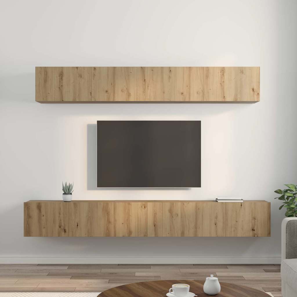 vidaXL Set dulap TV 5 pcs stejar artizanal 80 x 30 x 30 cm Mediu vidaXL Set dulap TV 5 pcs stejar artizanal 80 x 30 x 30 cm Mediu