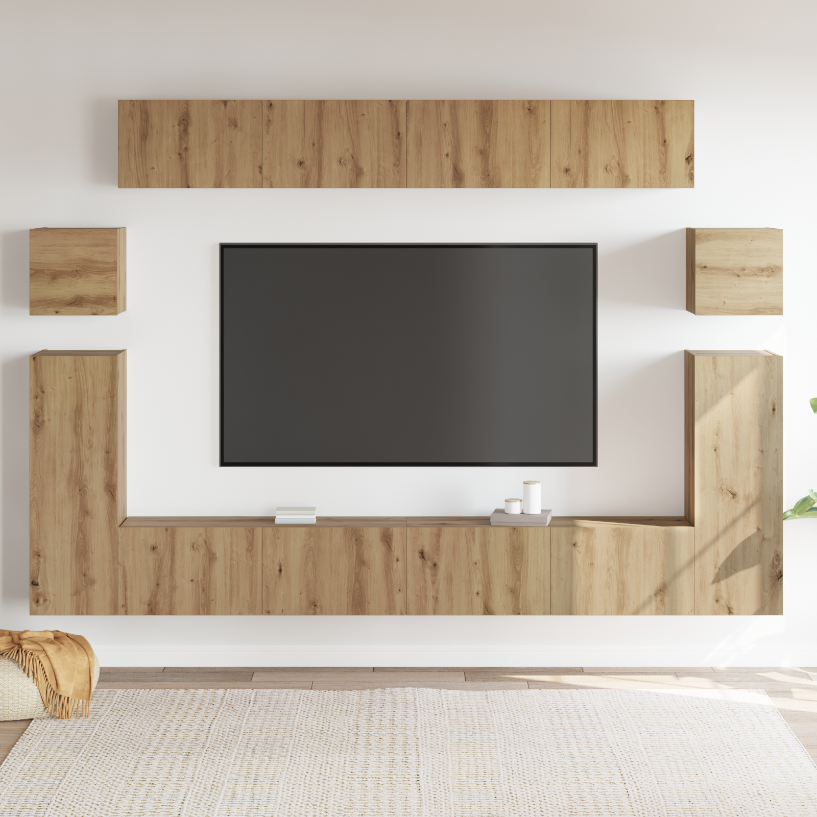 vidaXL Set comodă TV 8 pcs stejar artizanal Mediu Lemn compozit vidaXL Set comodă TV 8 pcs stejar artizanal Mediu Lemn compozit
