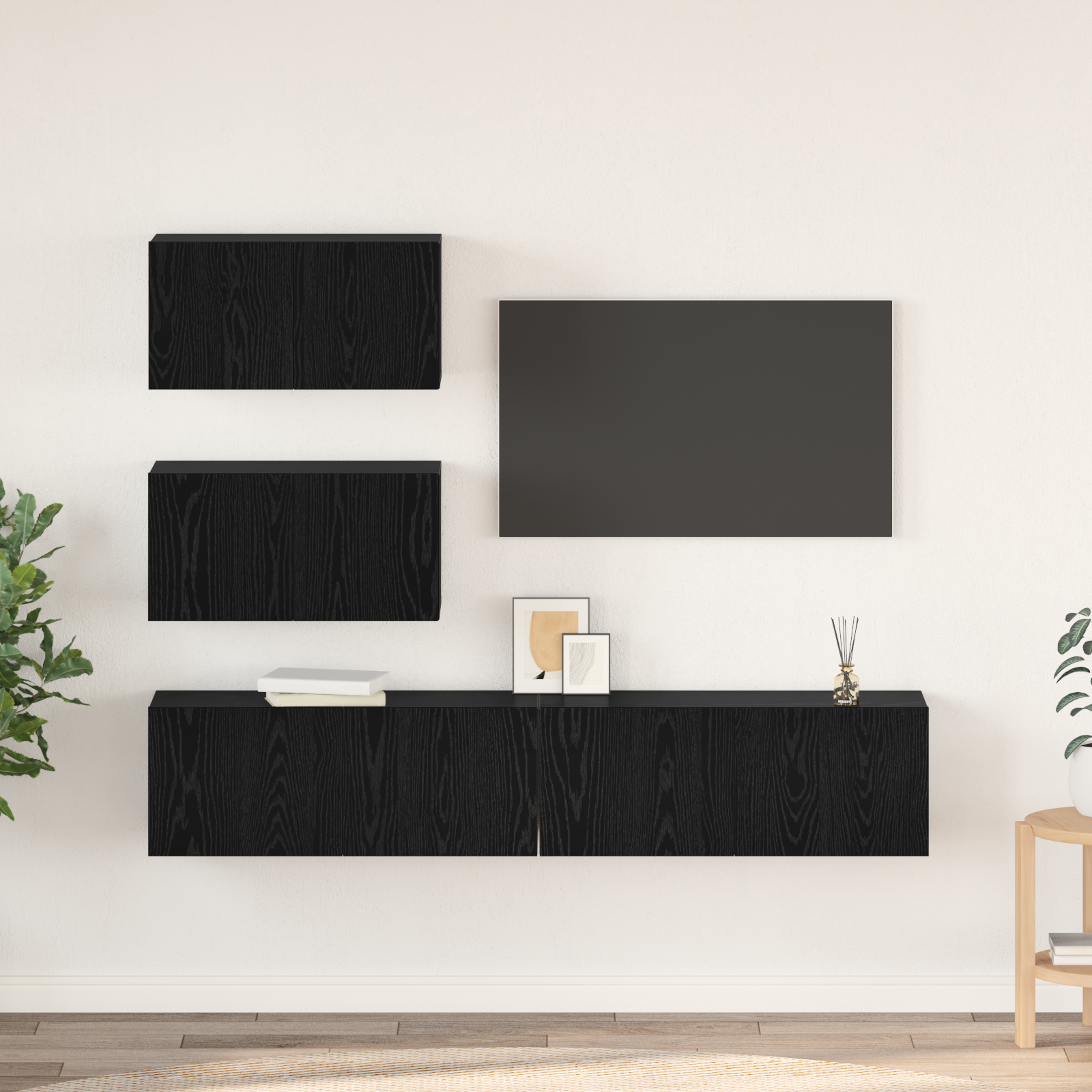vidaXL Set comodă TV 4 pcs Stejar negru 100 x 30 x 30 cm Lemn compozit vidaXL Set comodă TV 4 pcs Stejar negru 100 x 30 x 30 cm Lemn compozit