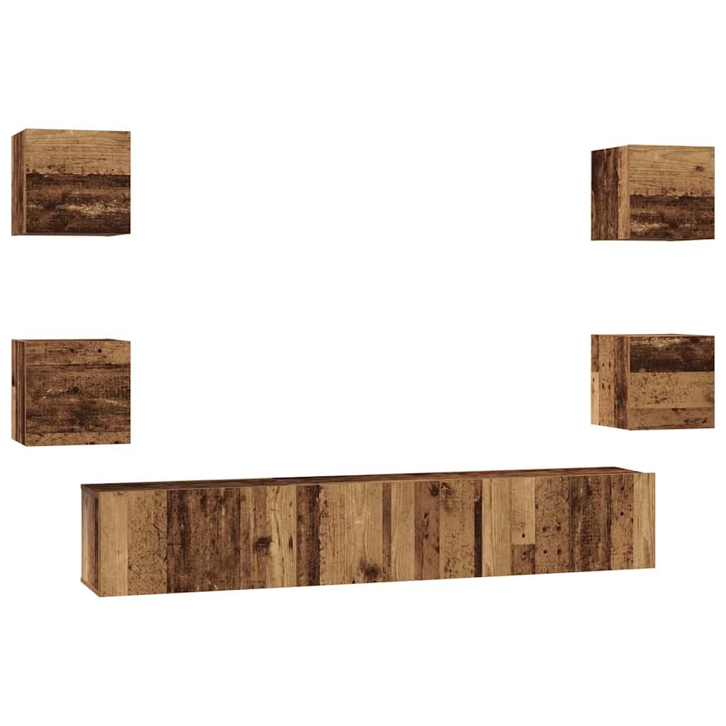 vidaXL Set comodă TV 7 pcs Lemn vechi 60 x 30 x 30 cm Lemn compozit vidaXL Set comodă TV 7 pcs Lemn vechi 60 x 30 x 30 cm Lemn compozit