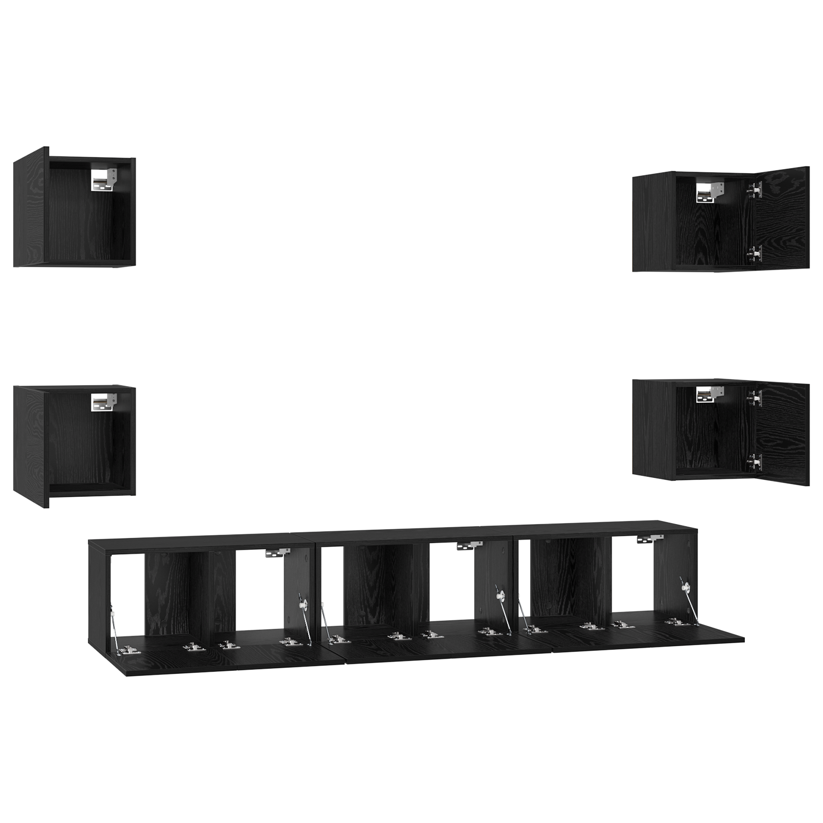 vidaXL Set comodă TV 7 pcs Stejar negru Mediu 180 x 30 x 30 cm vidaXL Set comodă TV 7 pcs Stejar negru Mediu 180 x 30 x 30 cm